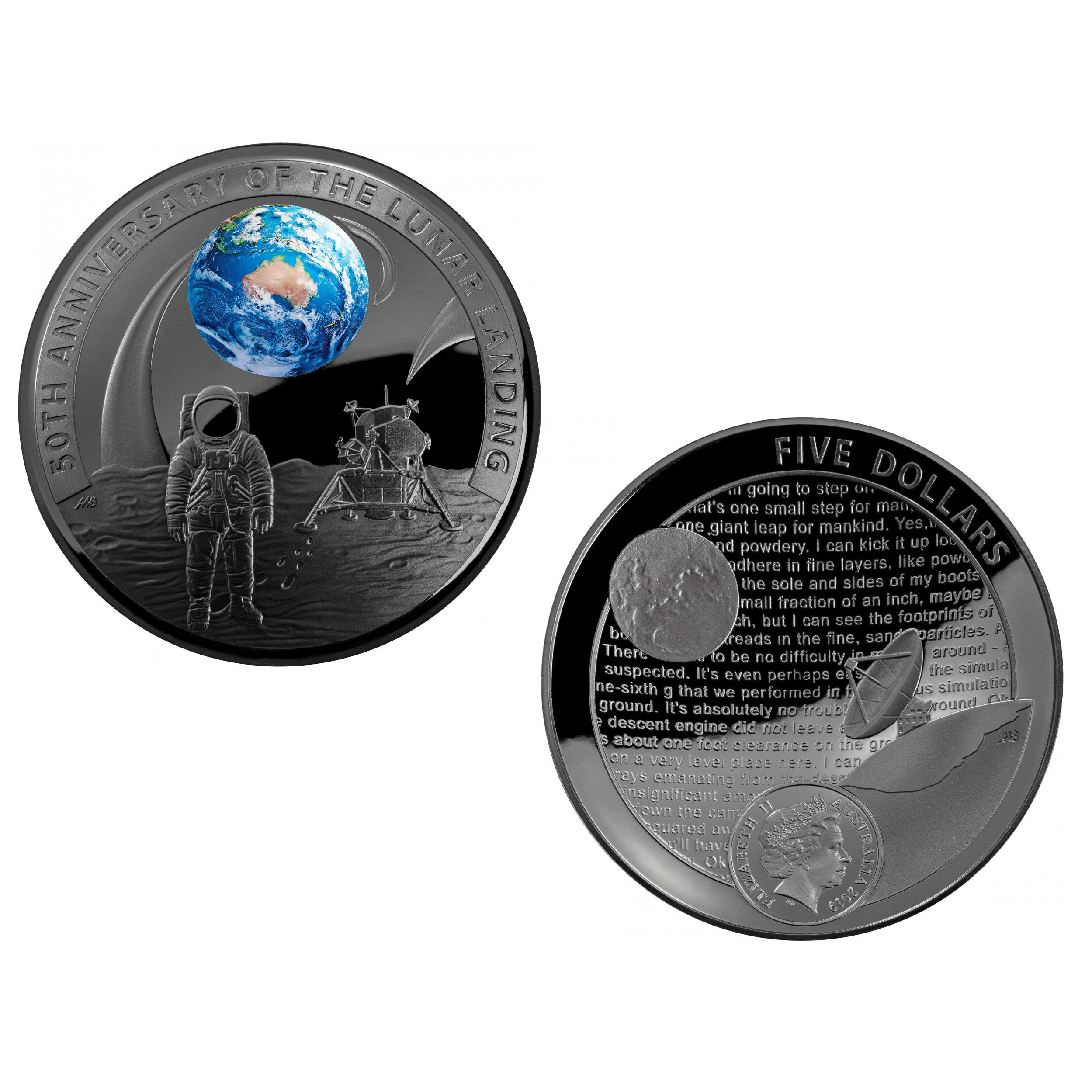 Australie - 5 Dollars - Apollo 11 - 2019 avers