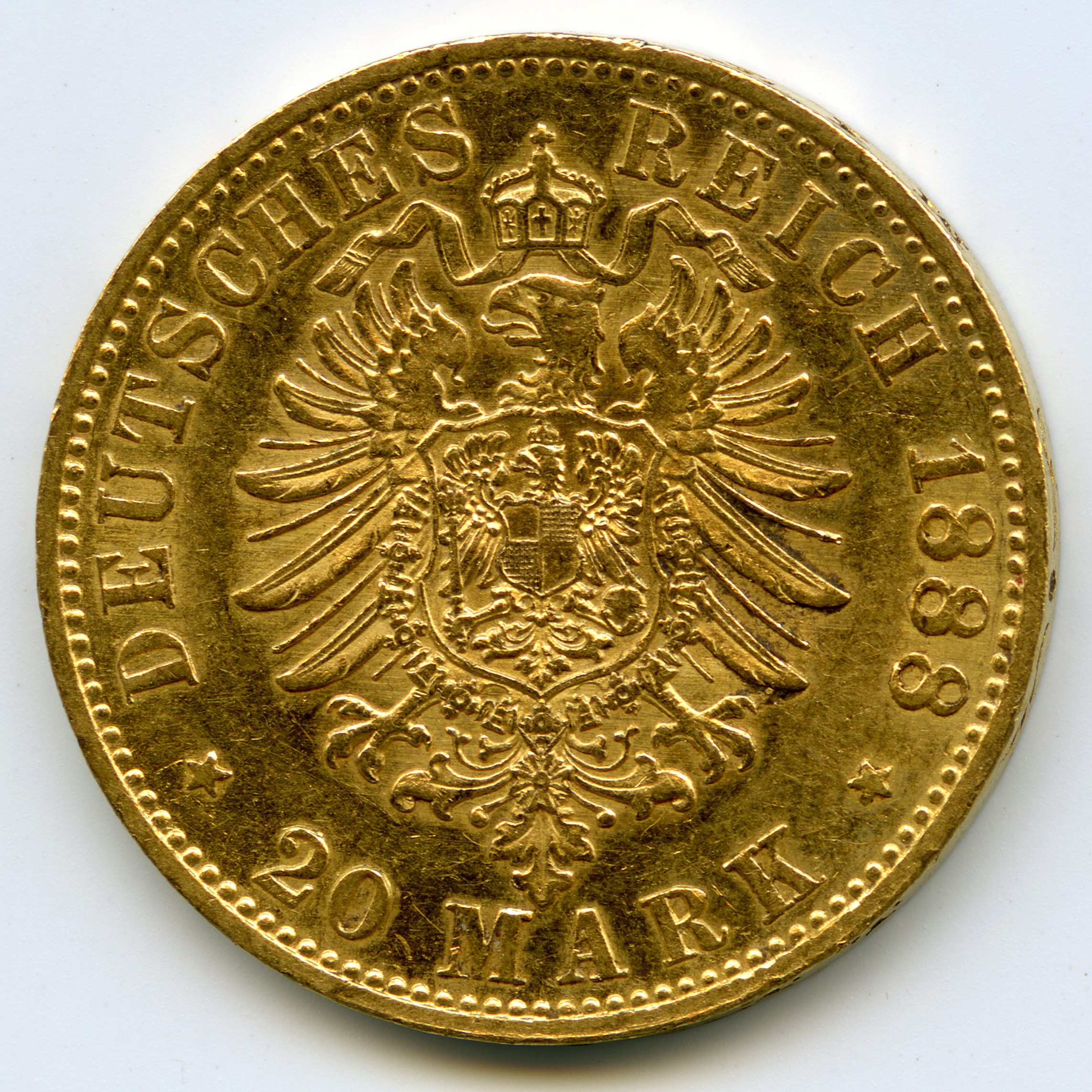 Allemagne - 20 Mark - 1888 A revers Allemagne - 20 Mark - 1888 A revers