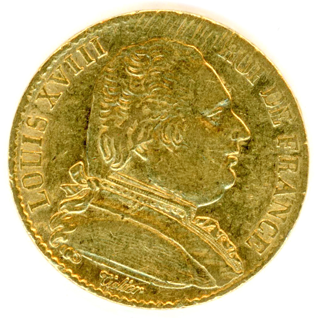 Louis XVIII - 20 Francs - 1814 A avers Louis XVIII - 20 Francs - 1814 A avers