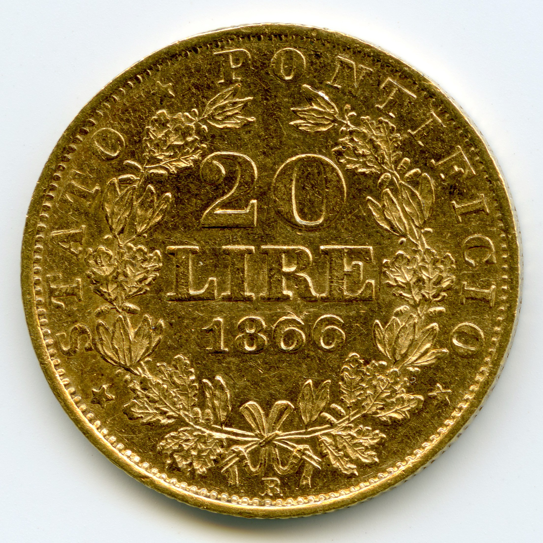 Italie - 20 Lire -1866 revers