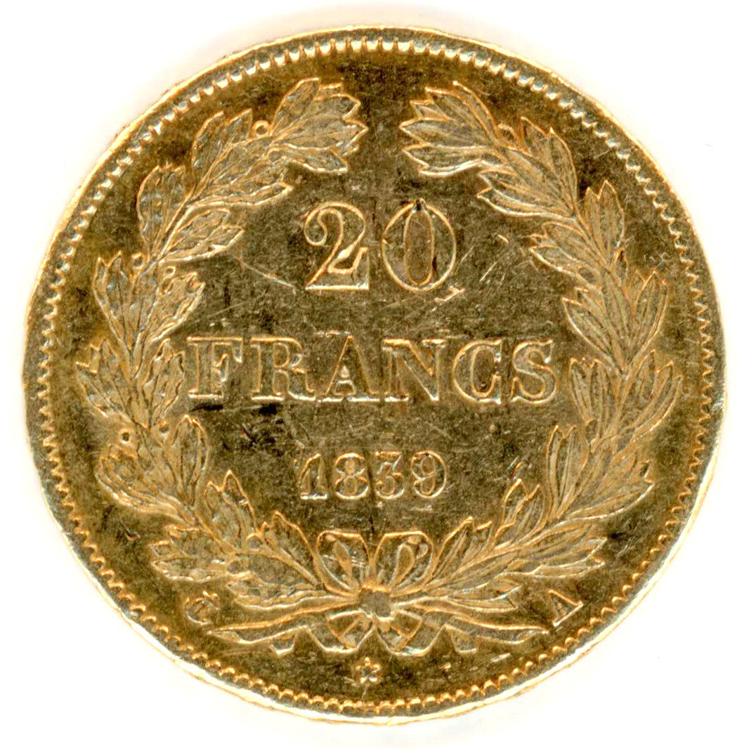 Louis Philippe Ier - 20 Francs - 1839 A revers