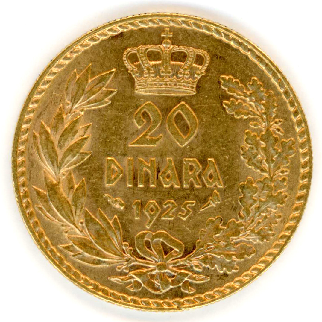 Yougoslavie - Alexander Ier - 20 dinars - 1925 revers Yougoslavie - Alexander Ier - 20 dinars - 1925 revers