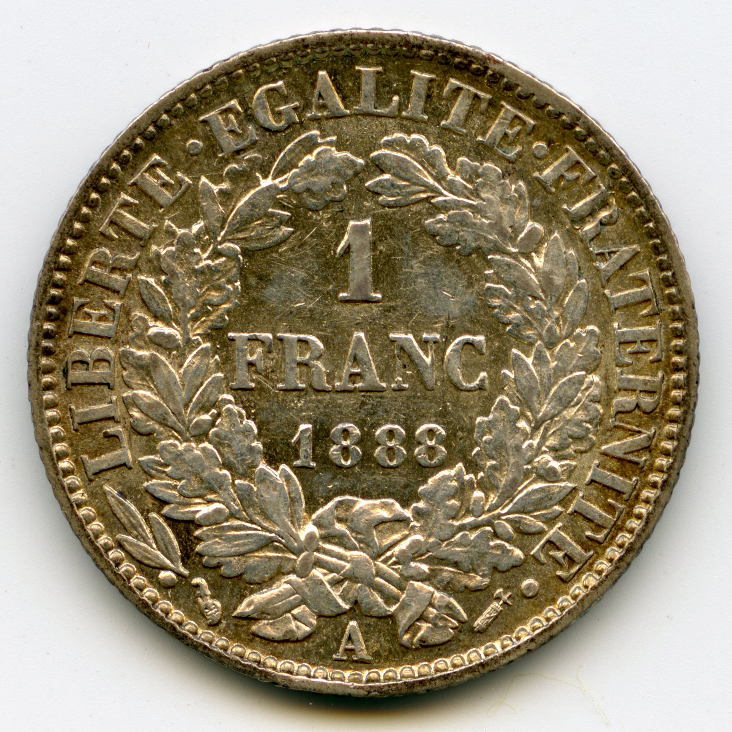 Cérès - 1 Franc - 1888 A revers