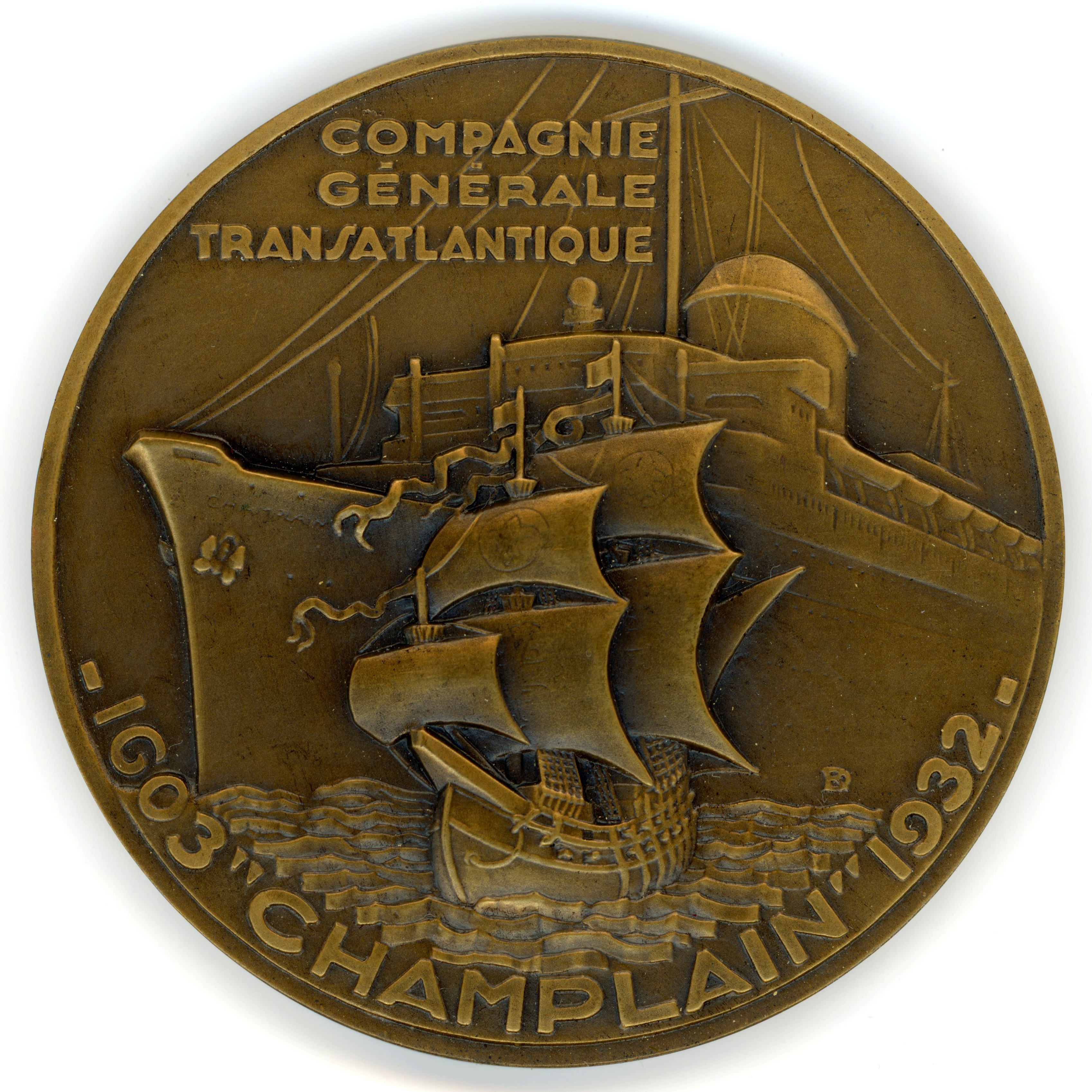Médaille - Paquebot Champlain - 1932  revers