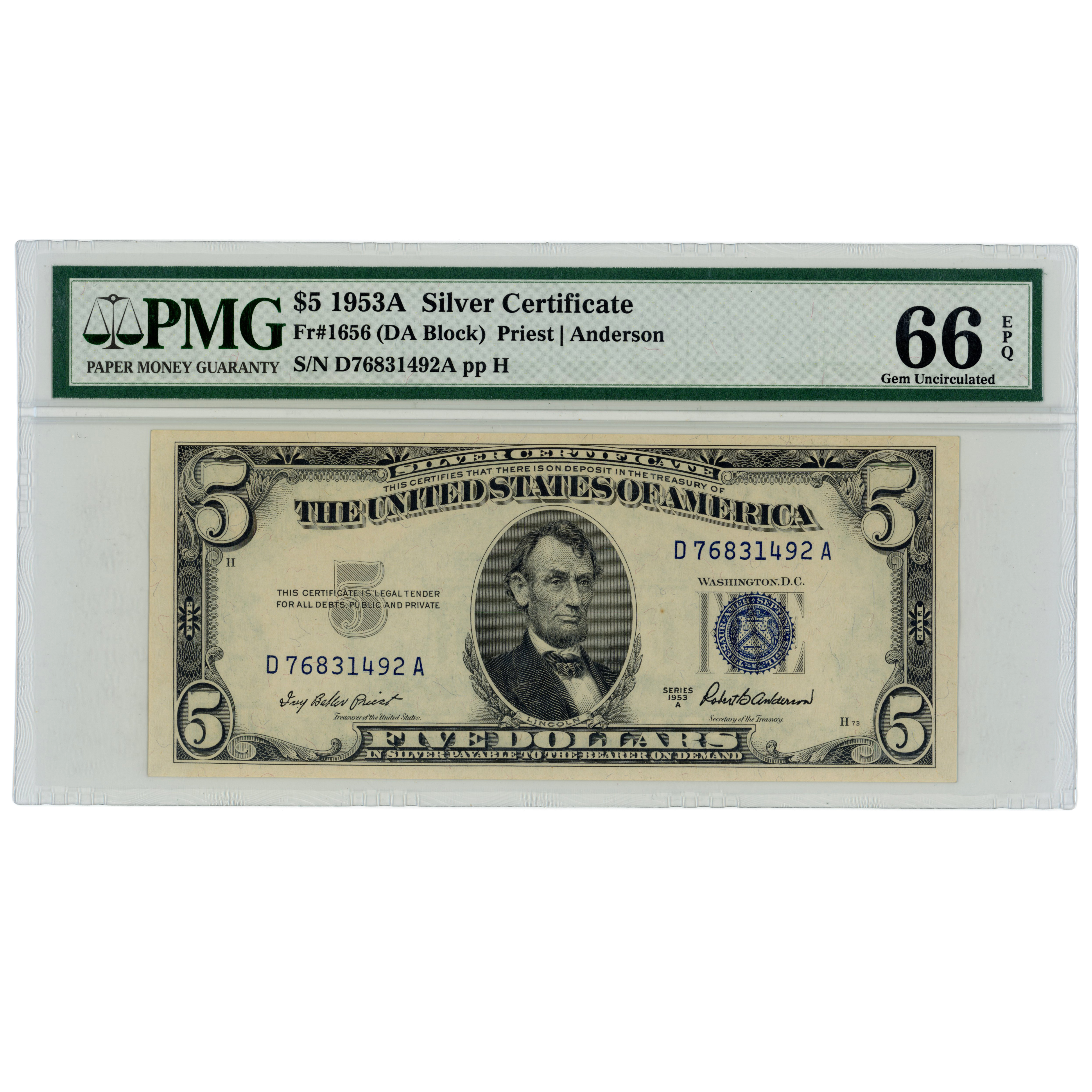 USA - 5 Dollars - 1953 A avers USA - 5 Dollars - 1953 A avers
