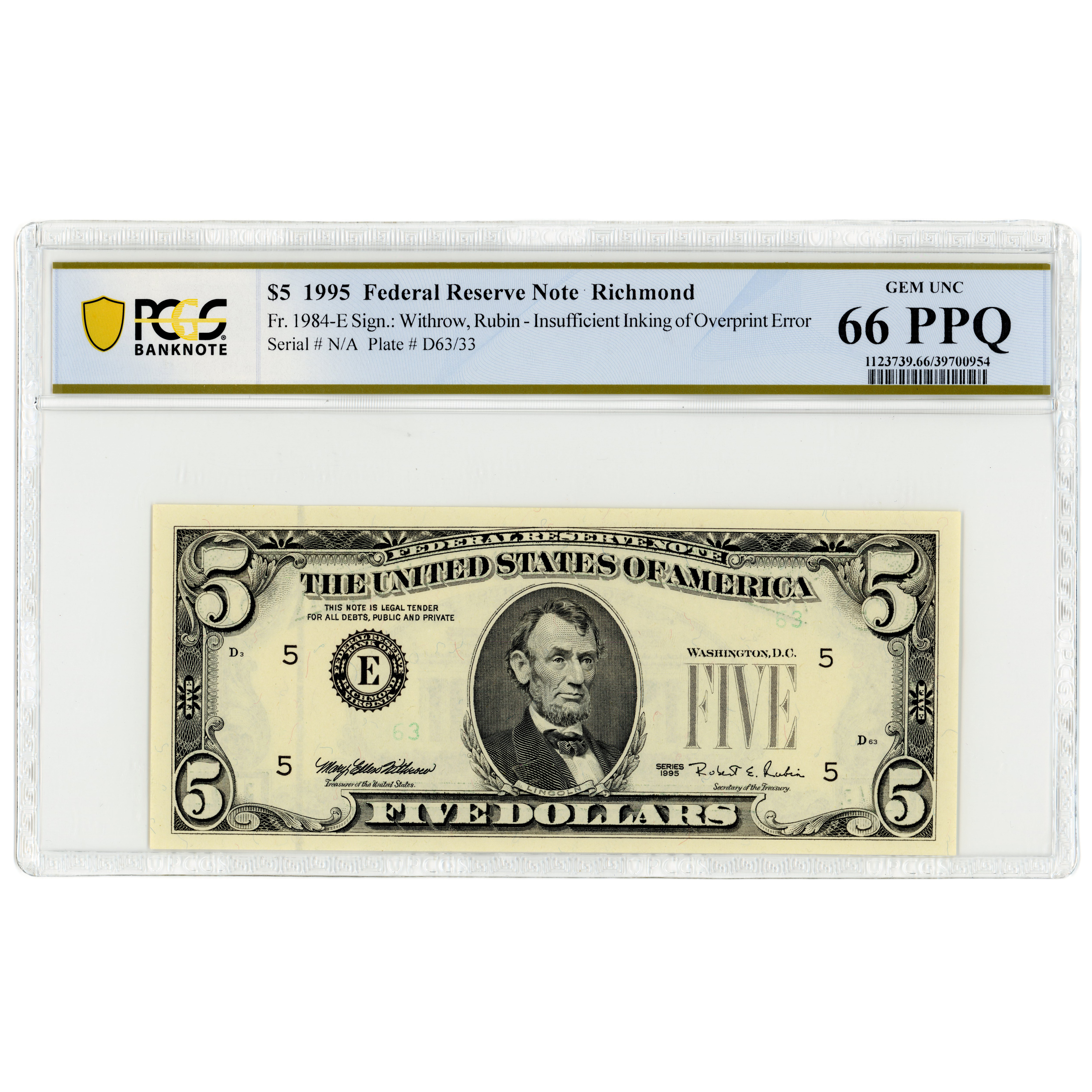 USA - 5 Dollars - 1995 avers