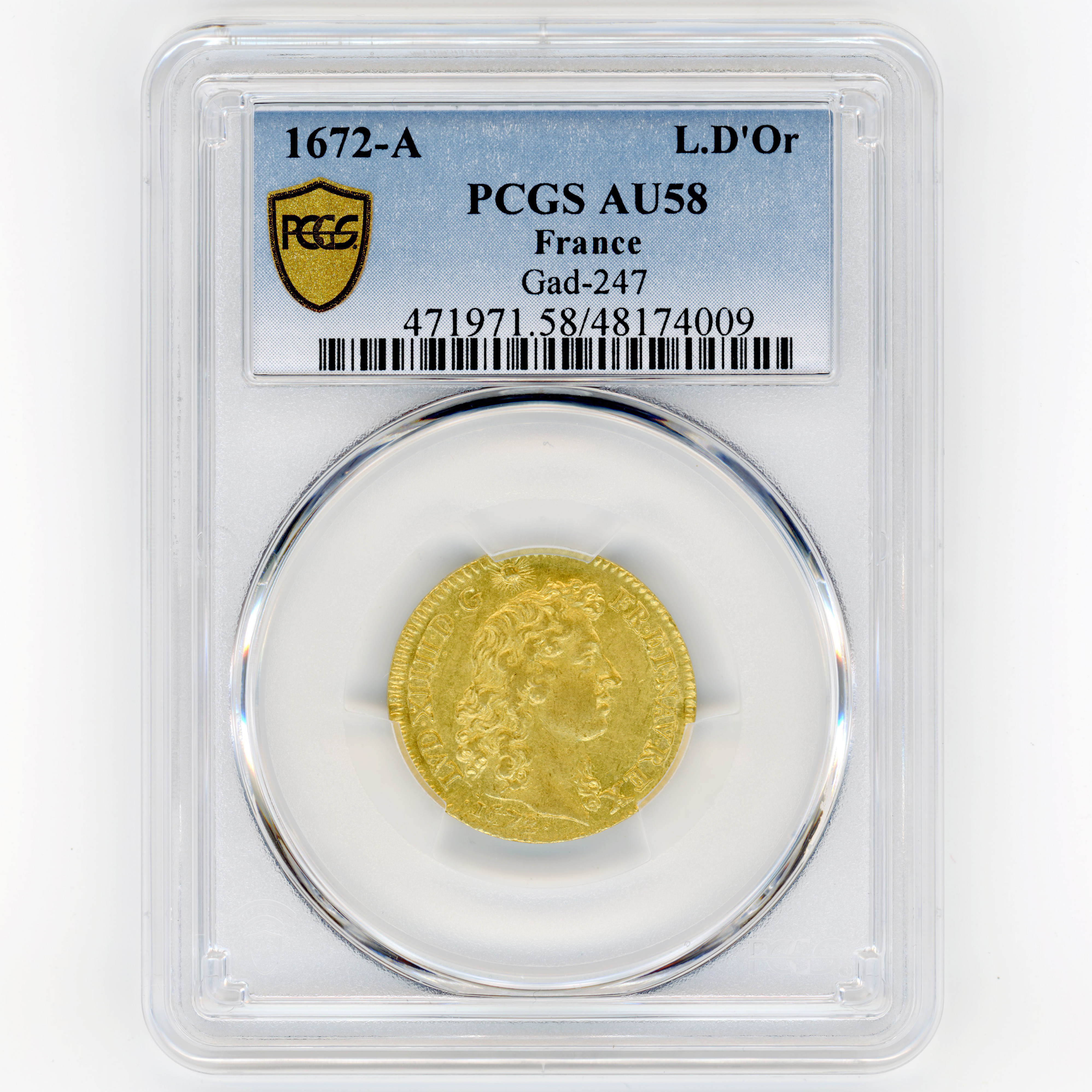 Louis XIV - Louis d'or à la tête nue - 1672 A avers Louis XIV - Louis d'or à la tête nue - 1672 A avers