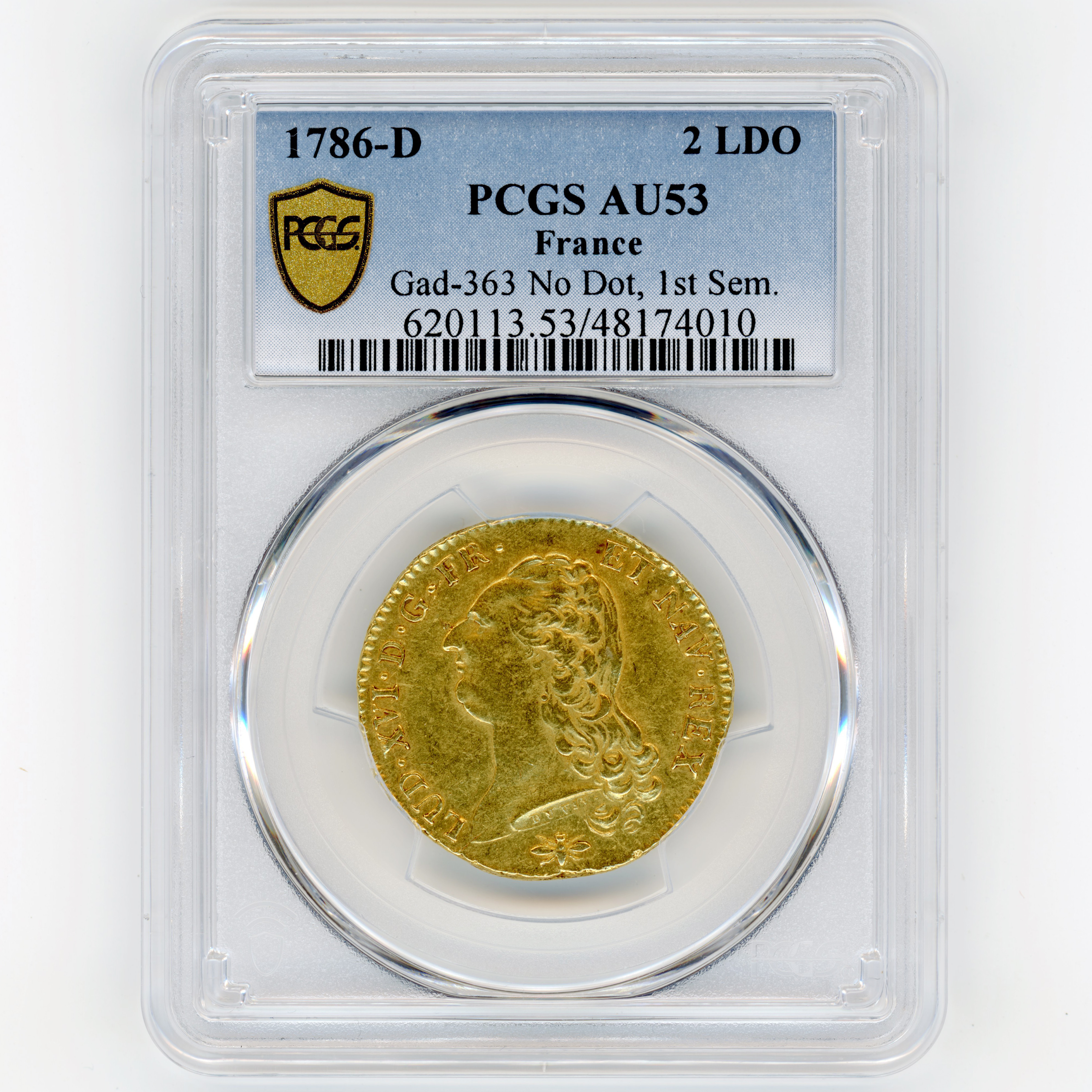 Louis XVI - Double Louis d'or au buste nu - 1786 D avers Louis XVI - Double Louis d'or au buste nu - 1786 D avers