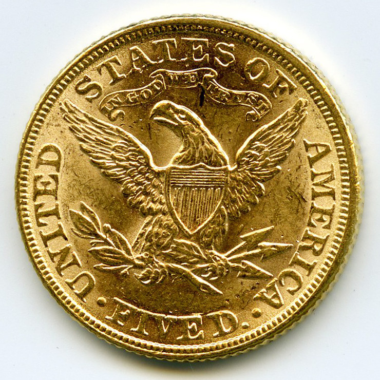 USA - 5 Dollars - 1881 revers