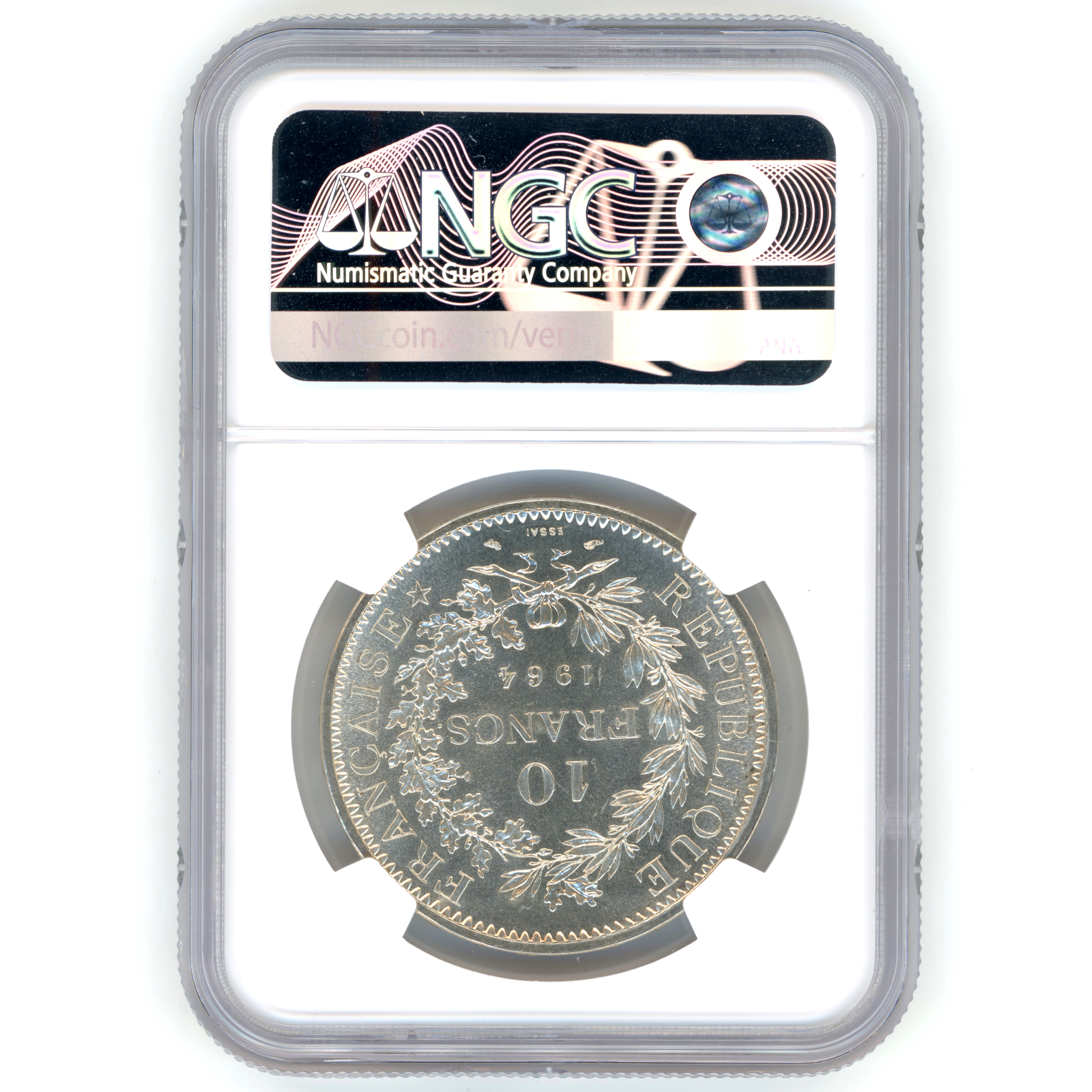10 Francs Hercule - Essai - 1964 - Paris revers 10 Francs Hercule - Essai - 1964 - Paris revers