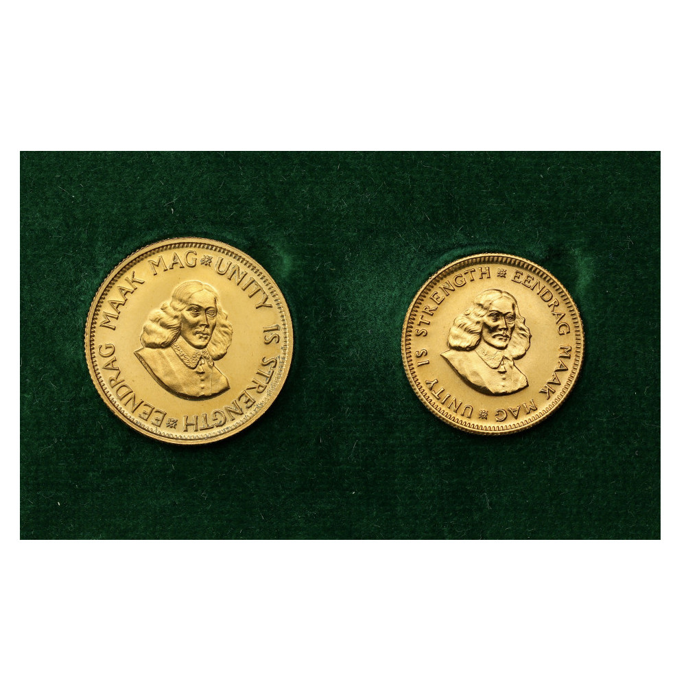 Afrique du sud - Coffret de 1 et 2 rand - 1975 avers Afrique du sud - Coffret de 1 et 2 rand - 1975 avers