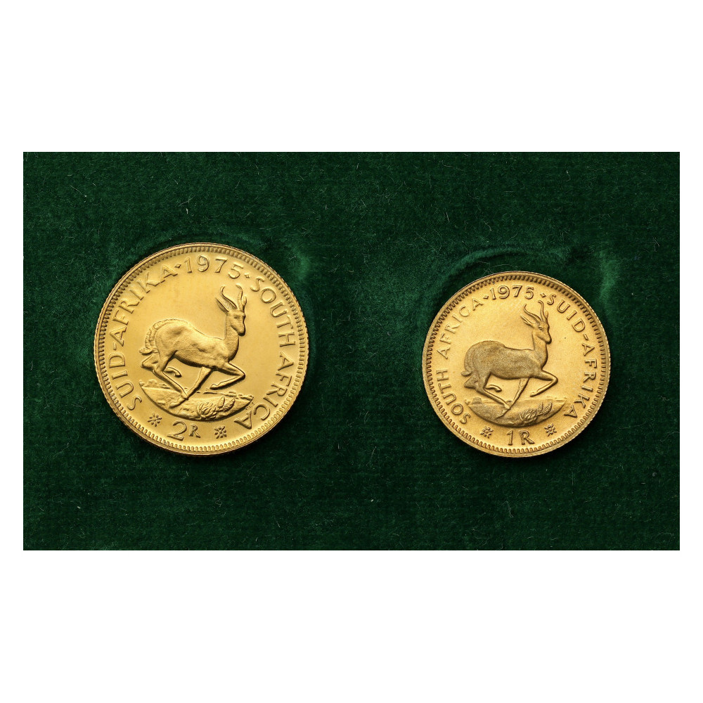 Afrique du sud - Coffret de 1 et 2 rand - 1975 revers Afrique du sud - Coffret de 1 et 2 rand - 1975 revers