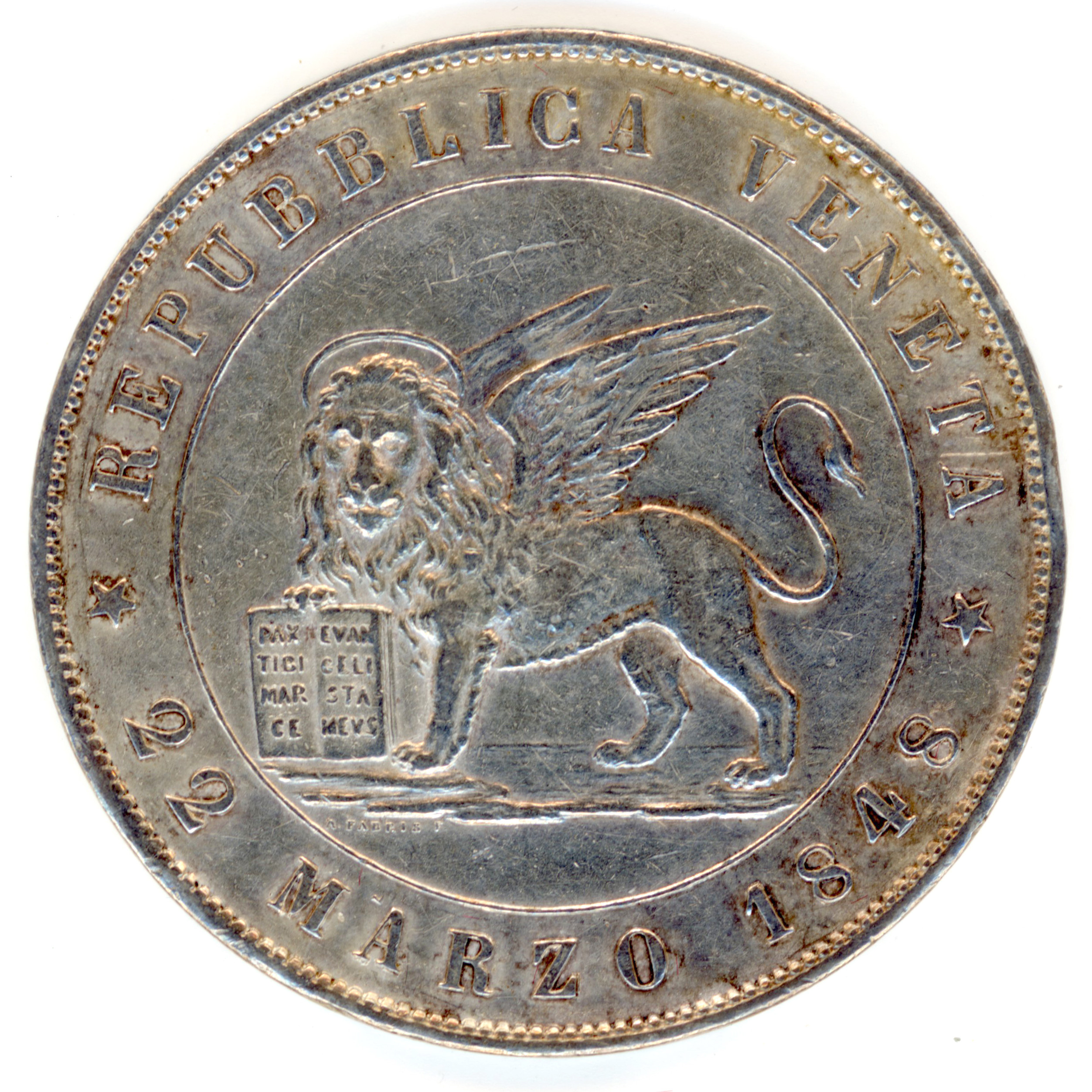 Italie - 5 Lire - 1848 - Venise avers Italie - 5 Lire - 1848 - Venise avers