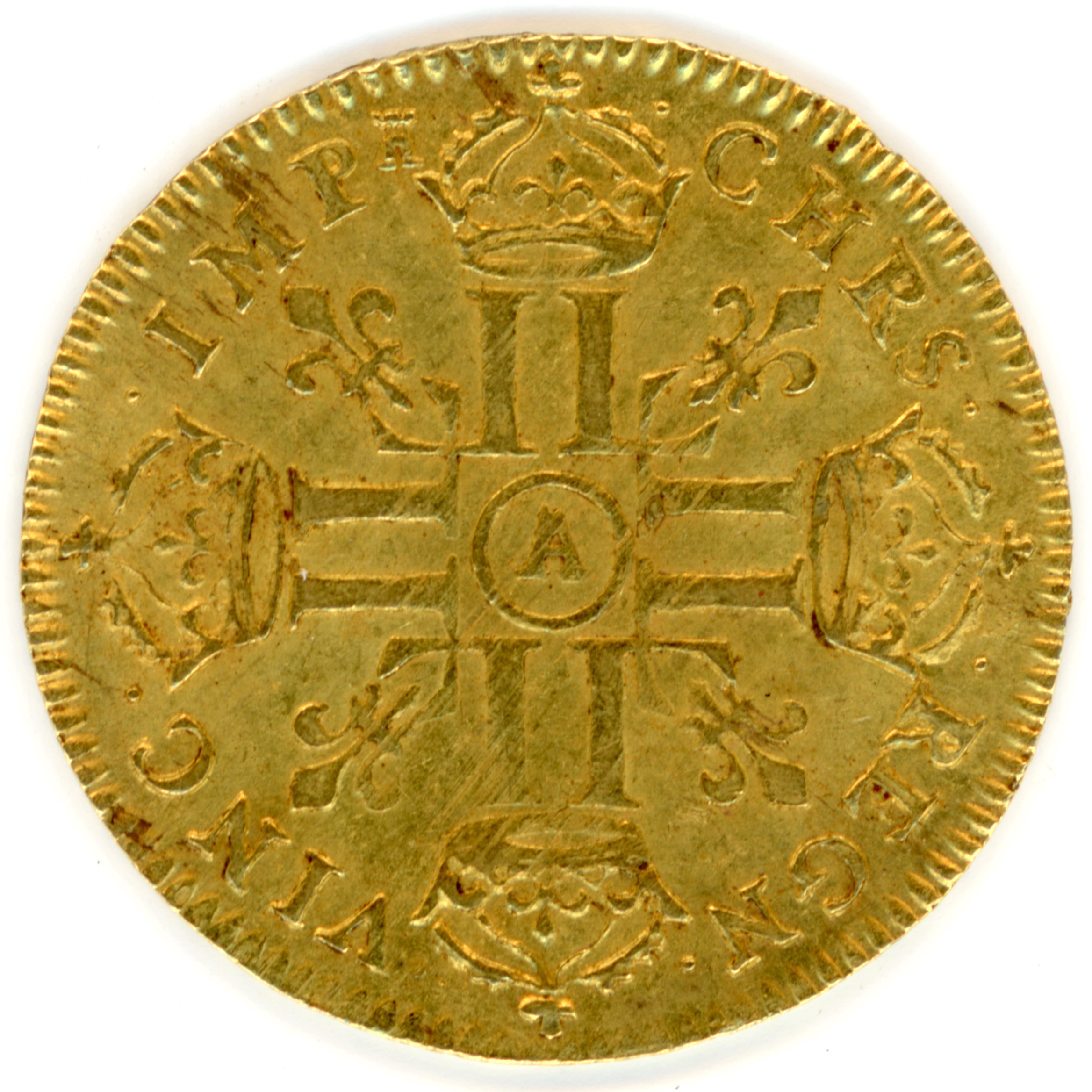Louis XIV - Louis d'or à la tête nue - 1671 A revers Louis XIV - Louis d'or à la tête nue - 1671 A revers