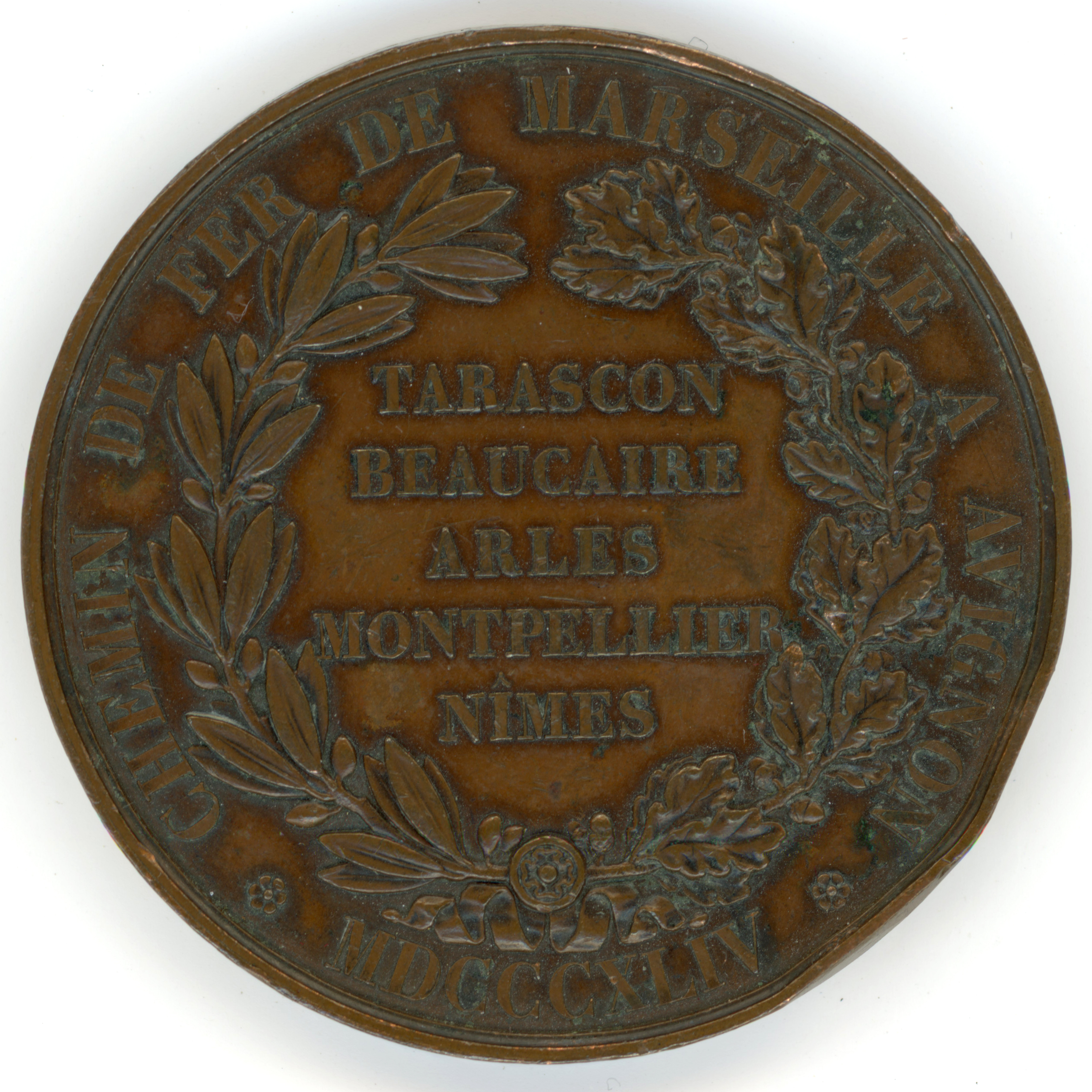 Médaille - Chemin de fer de Marseille à Avignon revers