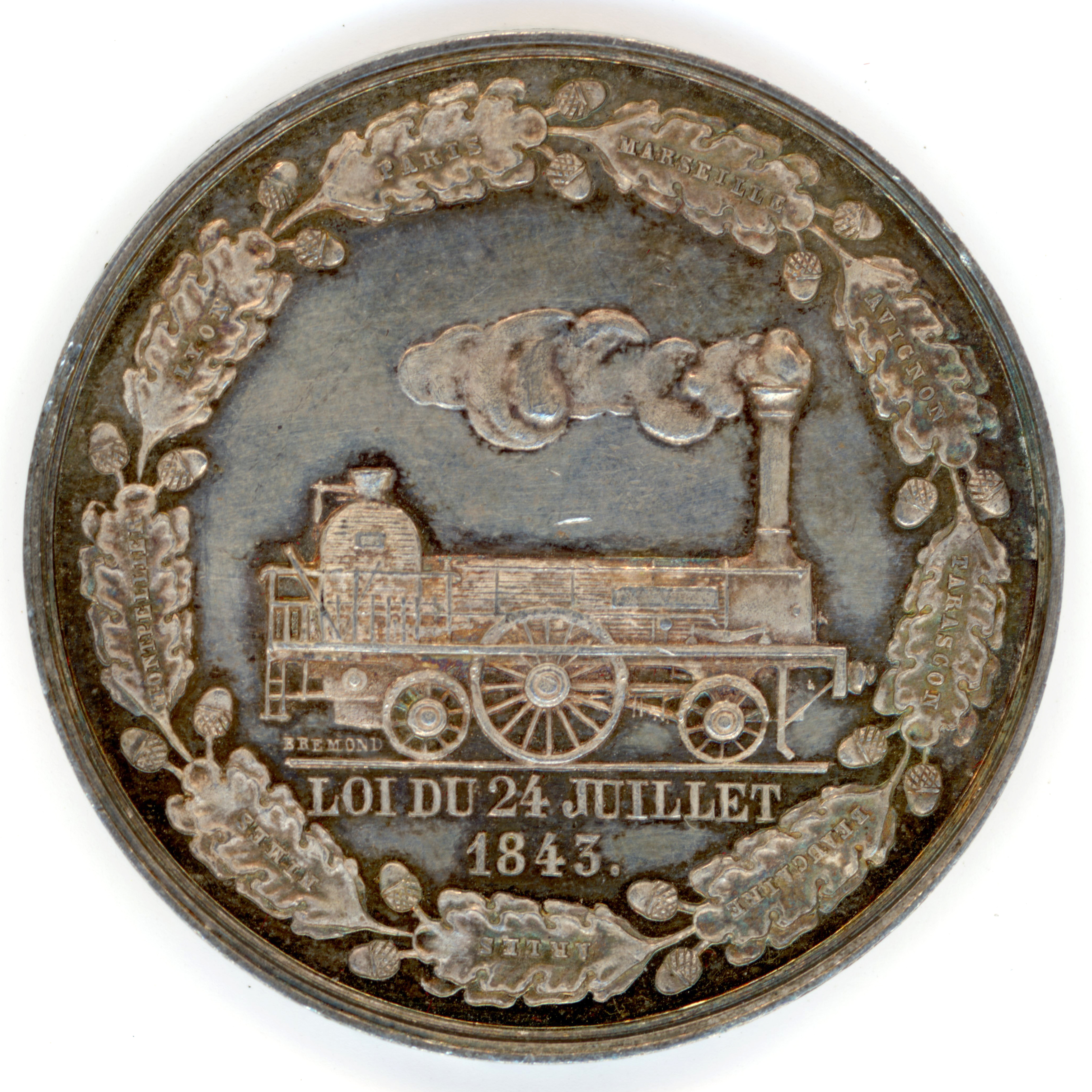 Chemin de fer de Marseille à Avignon - 1843 revers Chemin de fer de Marseille à Avignon - 1843 revers