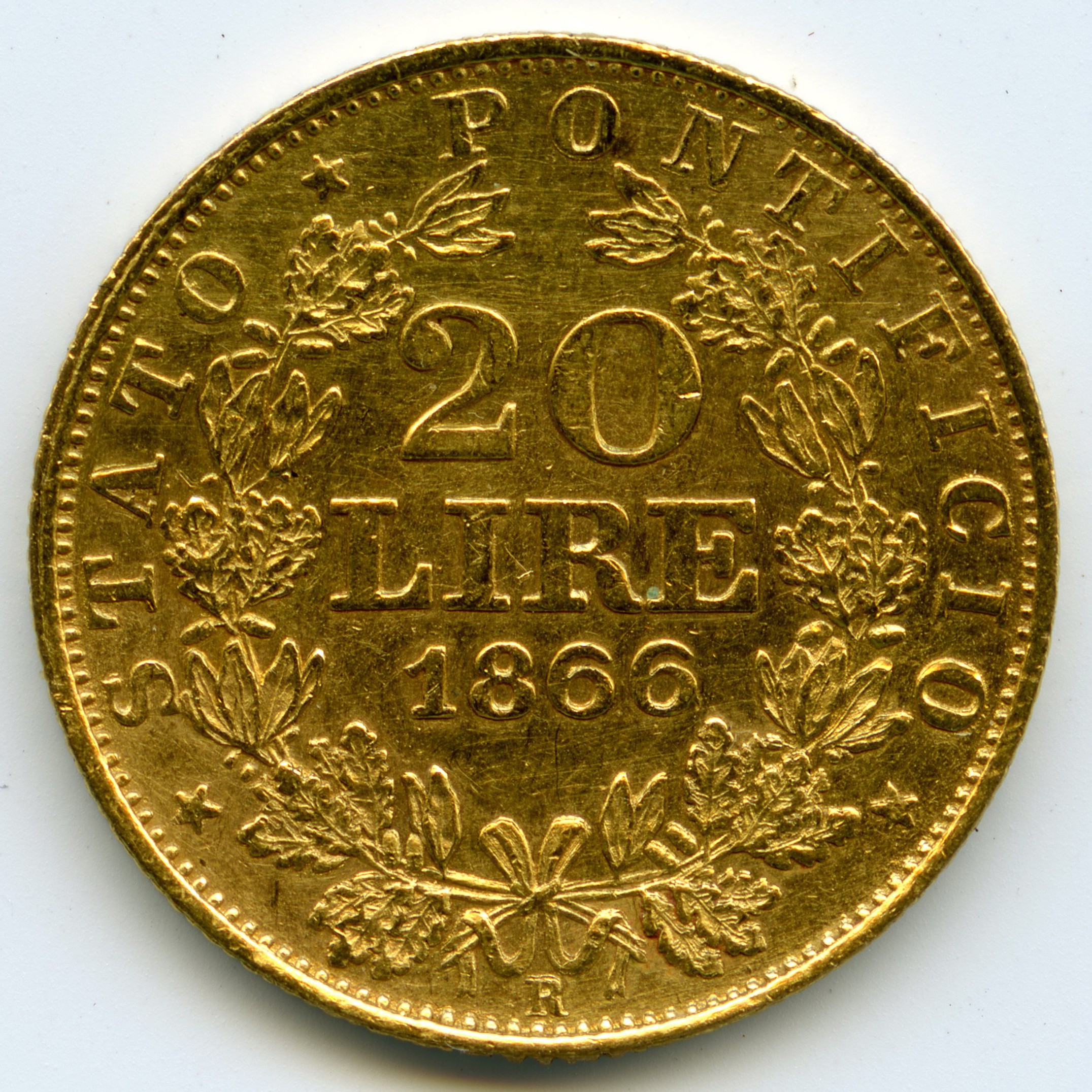 Italie - 20 Lire - 1866 revers