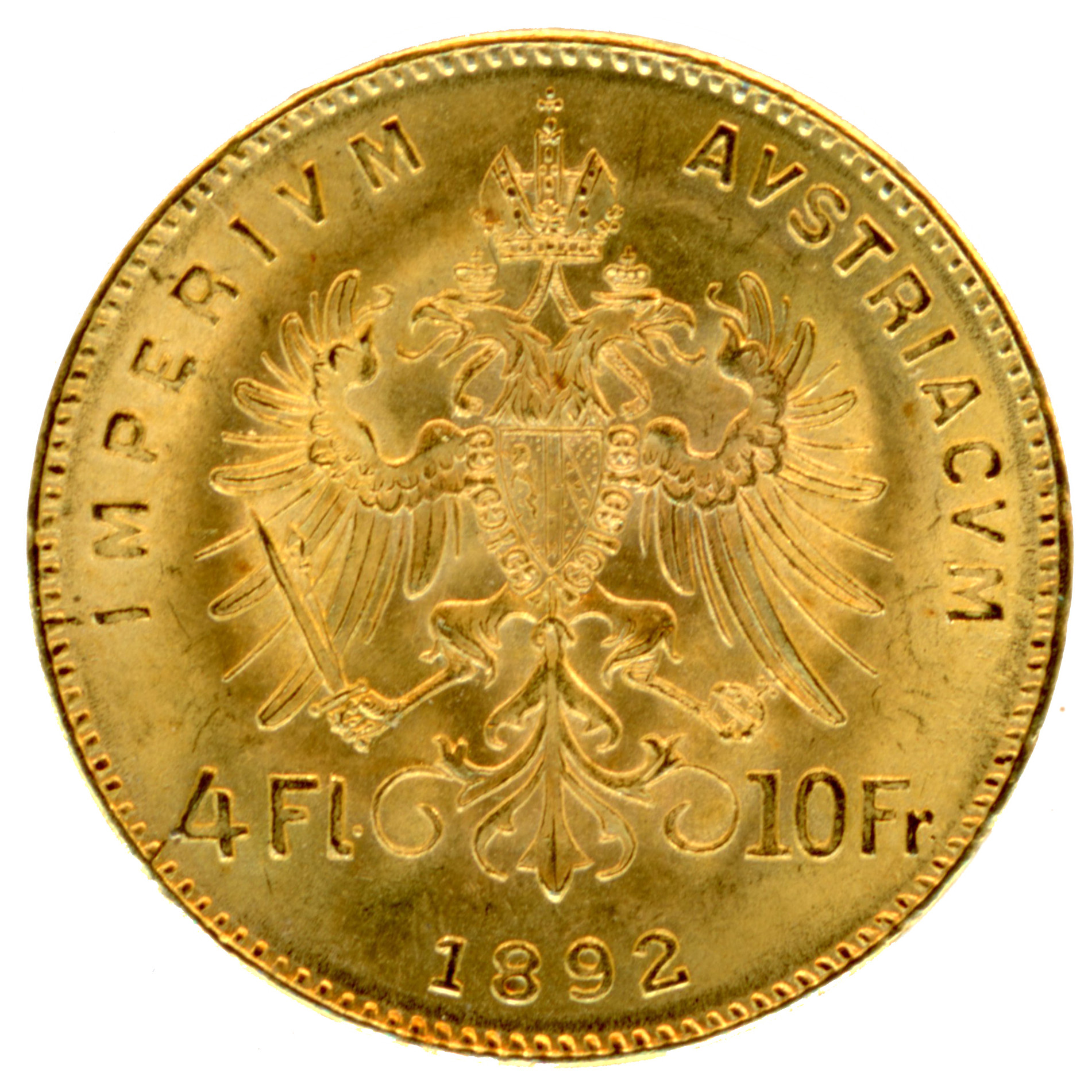 Autriche - 4 Florins - 1892 - Vienne revers Autriche - 4 Florins - 1892 - Vienne revers