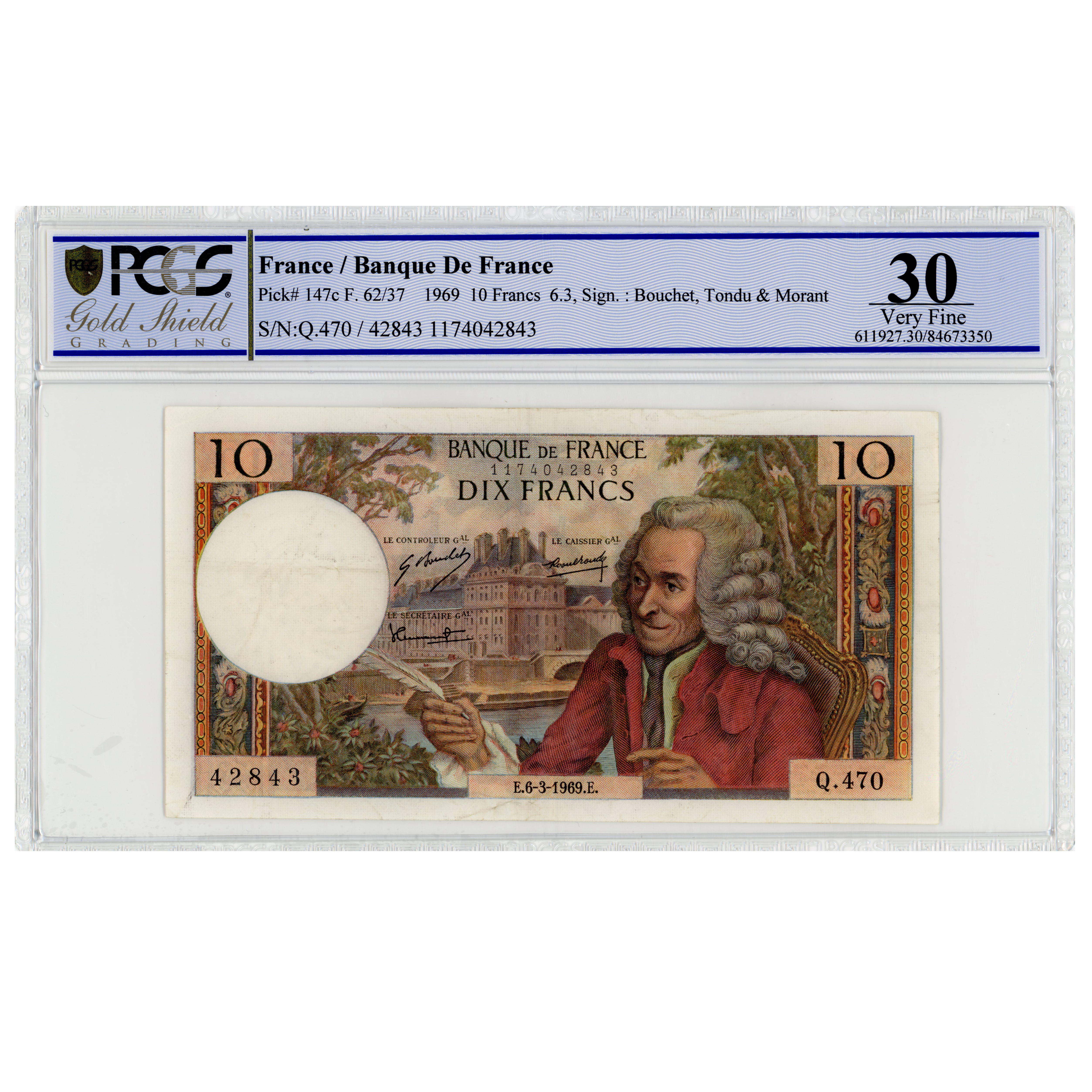 France - 10 Francs - Voltaire - 1969 avers France - 10 Francs - Voltaire - 1969 avers