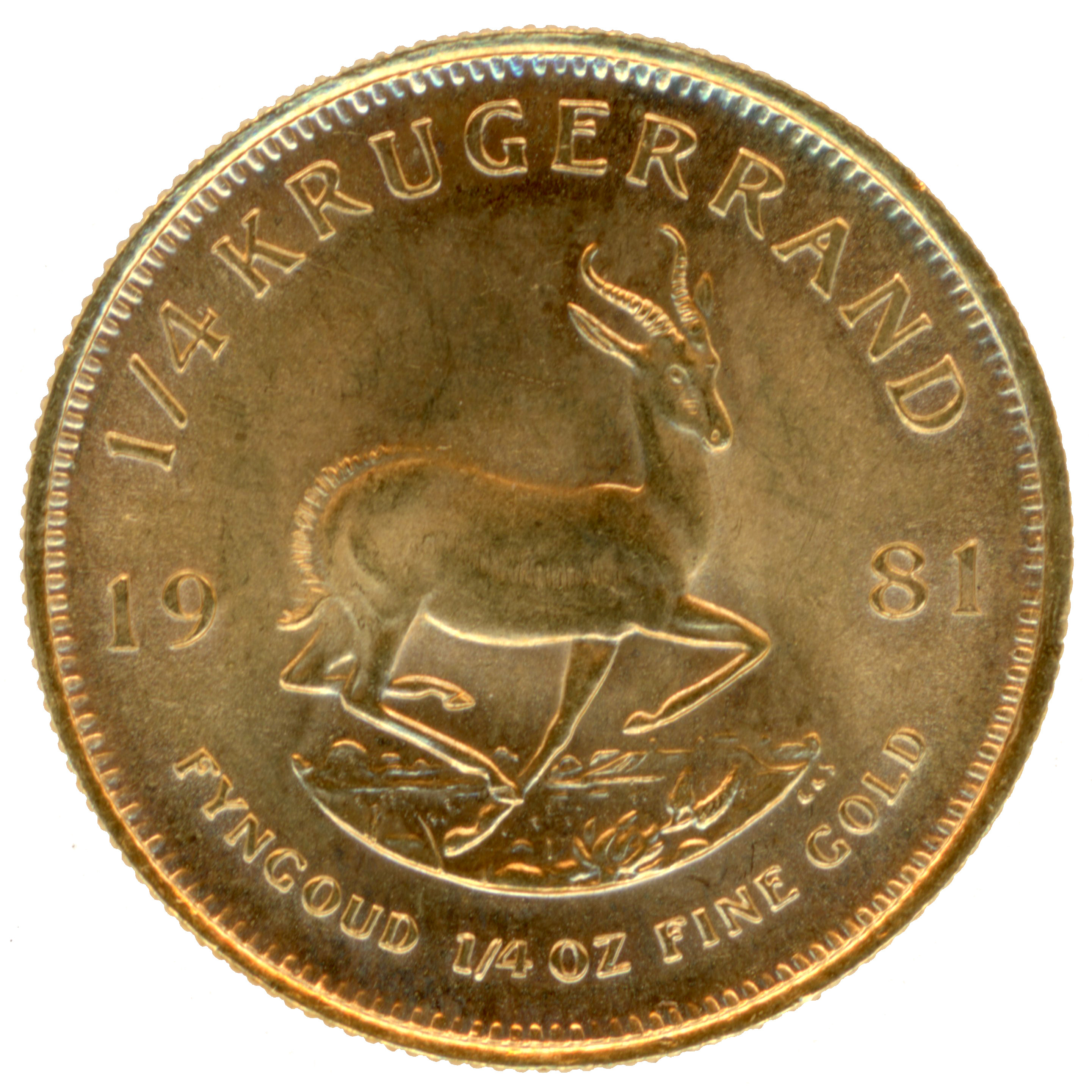 Afrique du Sud - 1/4 de Kruguerrand - 1981 revers Afrique du Sud - 1/4 de Kruguerrand - 1981 revers