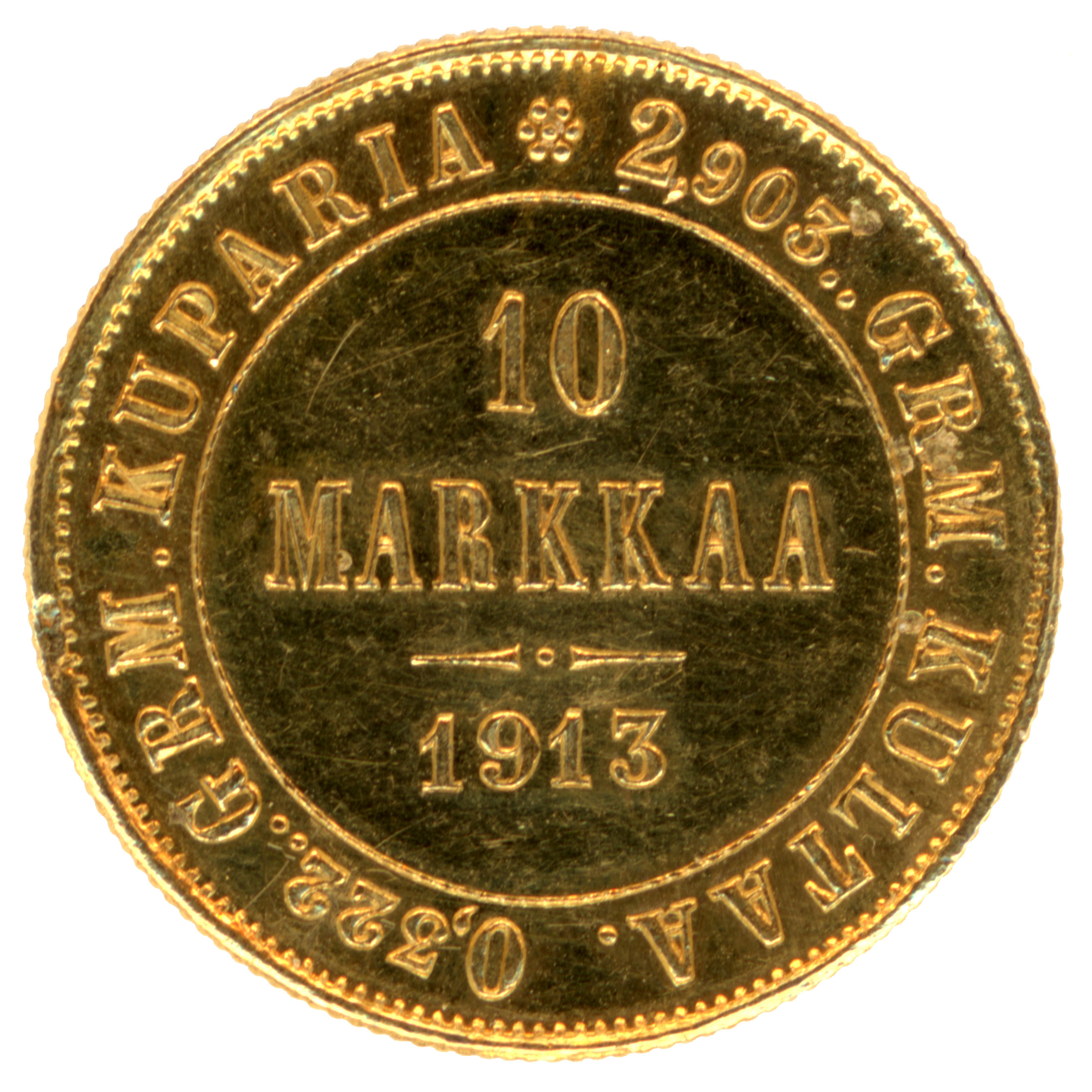 Finlande - 10 Markkaa - 1913 Helsinki revers Finlande - 10 Markkaa - 1913 Helsinki revers