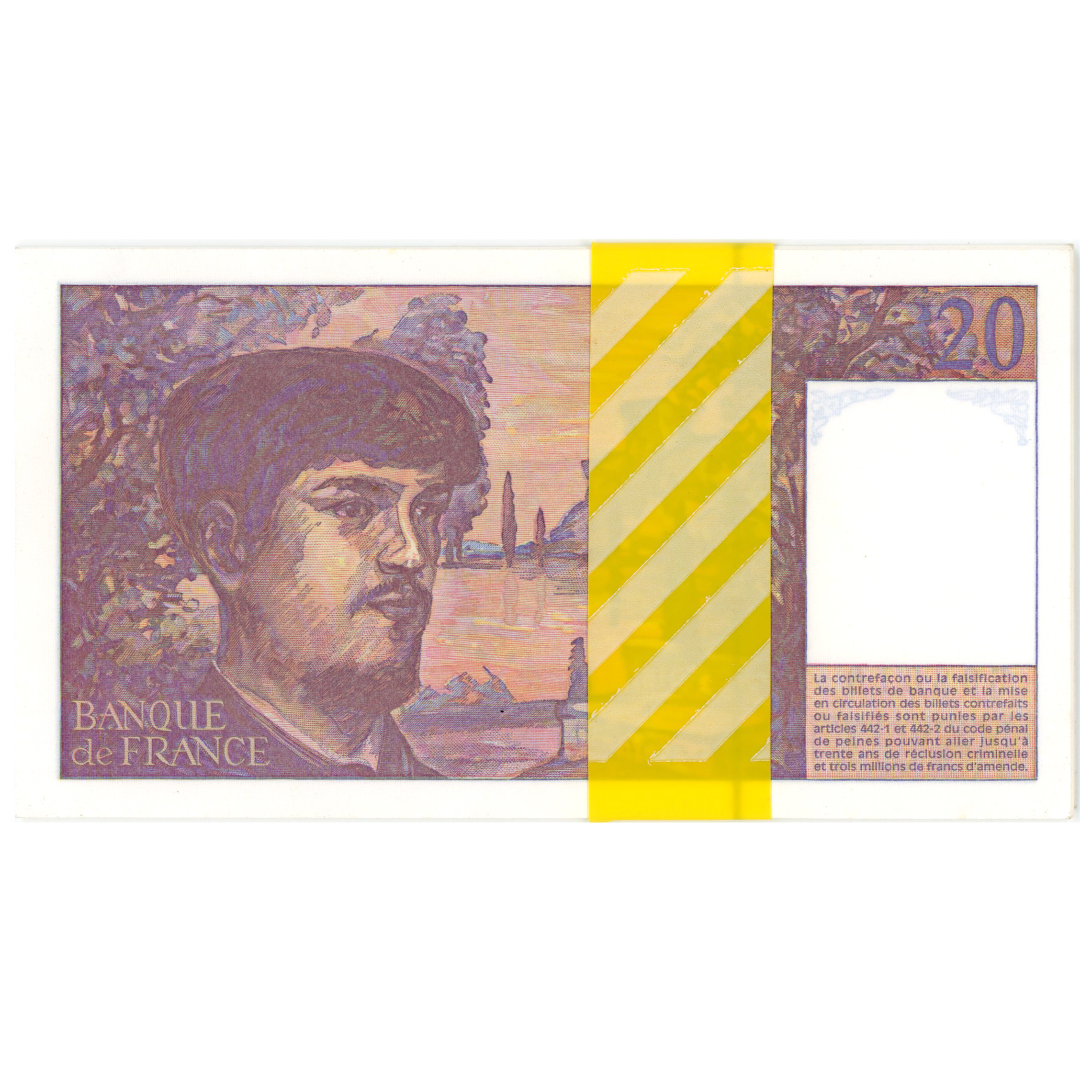 France - Liasse de 20 Francs Debussy - 1997 revers France - Liasse de 20 Francs Debussy - 1997 revers