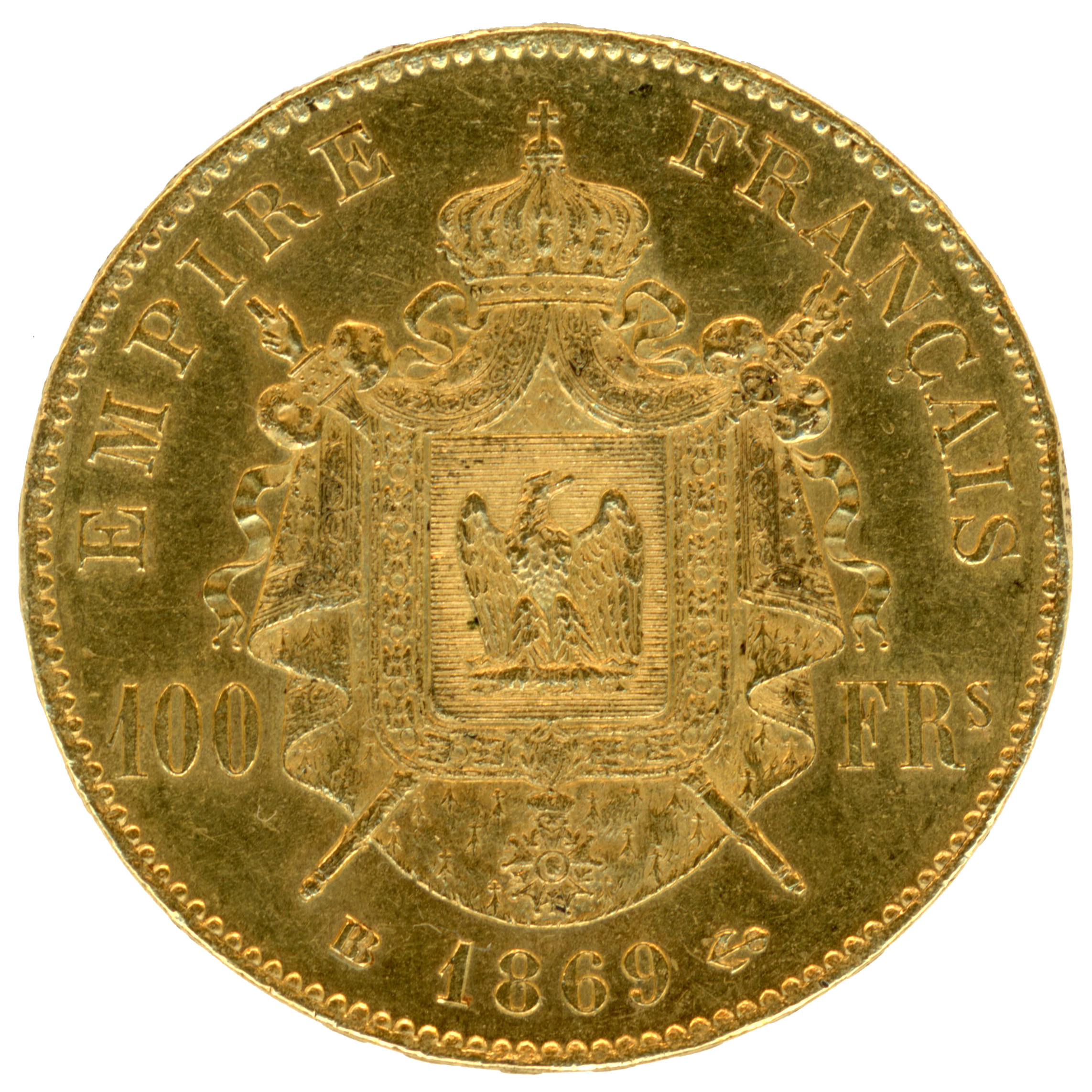 Napoléon III - 100 Francs - 1869 BB revers Napoléon III - 100 Francs - 1869 BB revers