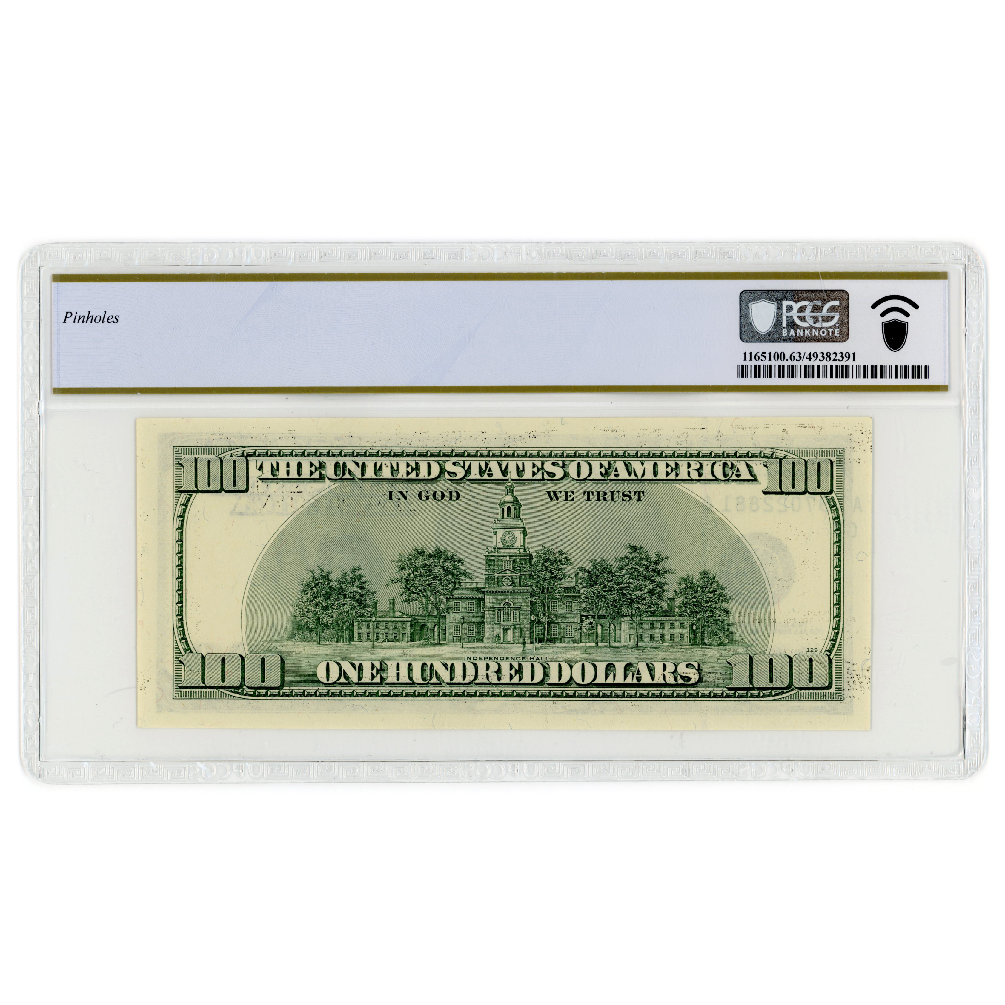 USA - 100 Dollars Fauté - 1996 revers USA - 100 Dollars Fauté - 1996 revers