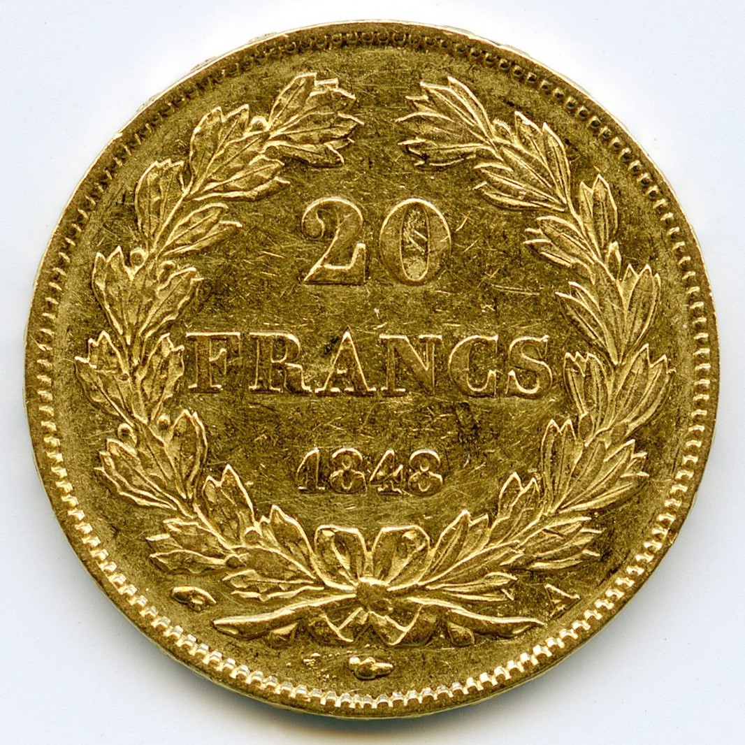 Louis Philippe I - 20 Francs - 1848 A revers