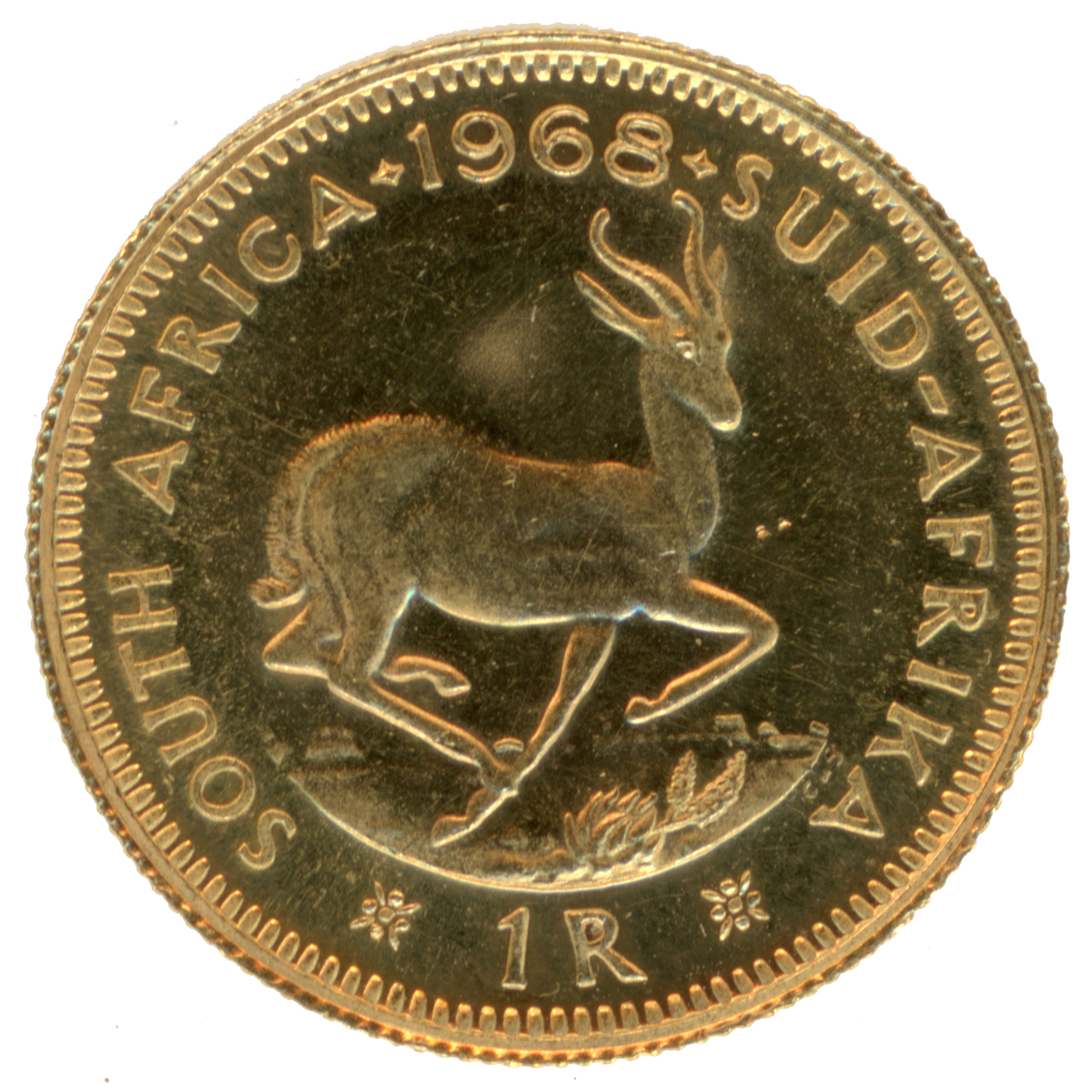 Afrique du Sud - 1 Rand Springbok - 1968 revers Afrique du Sud - 1 Rand Springbok - 1968 revers