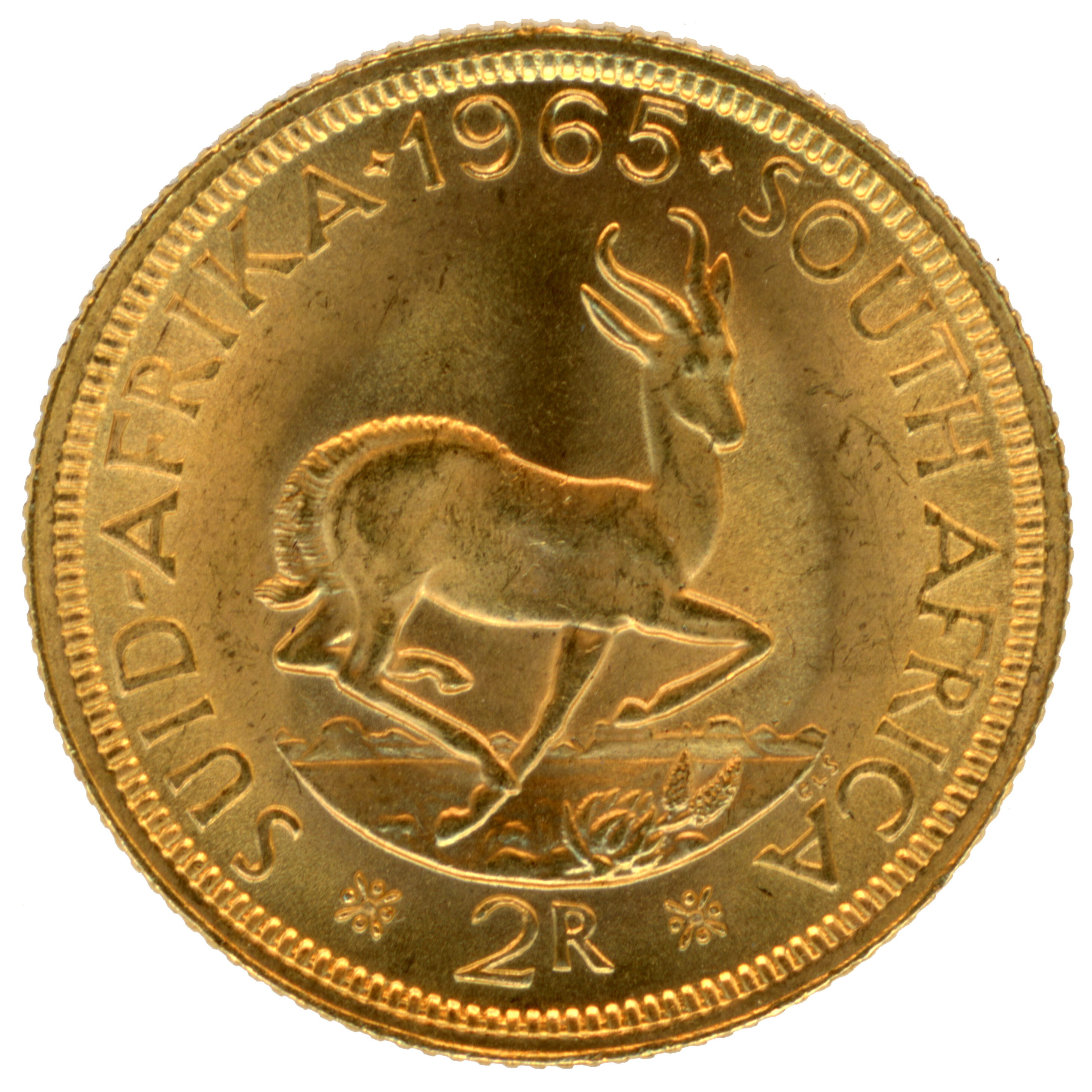 Afrique du Sud - 2 Rand Springbok - 1965 revers Afrique du Sud - 2 Rand Springbok - 1965 revers
