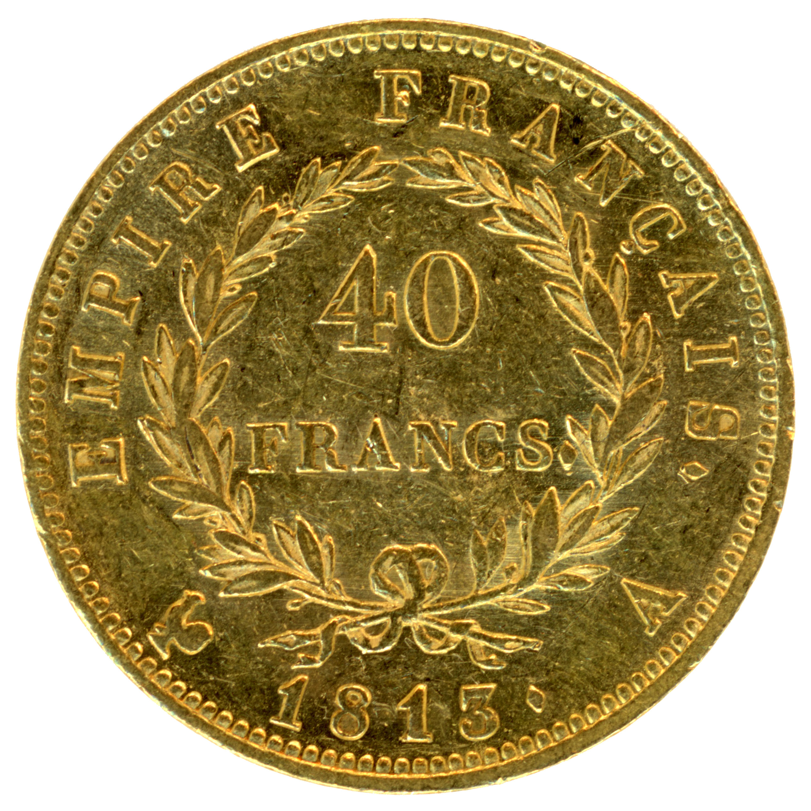 Napoléon Ier - 40 Francs - 1813 - Paris revers Napoléon Ier - 40 Francs - 1813 - Paris revers
