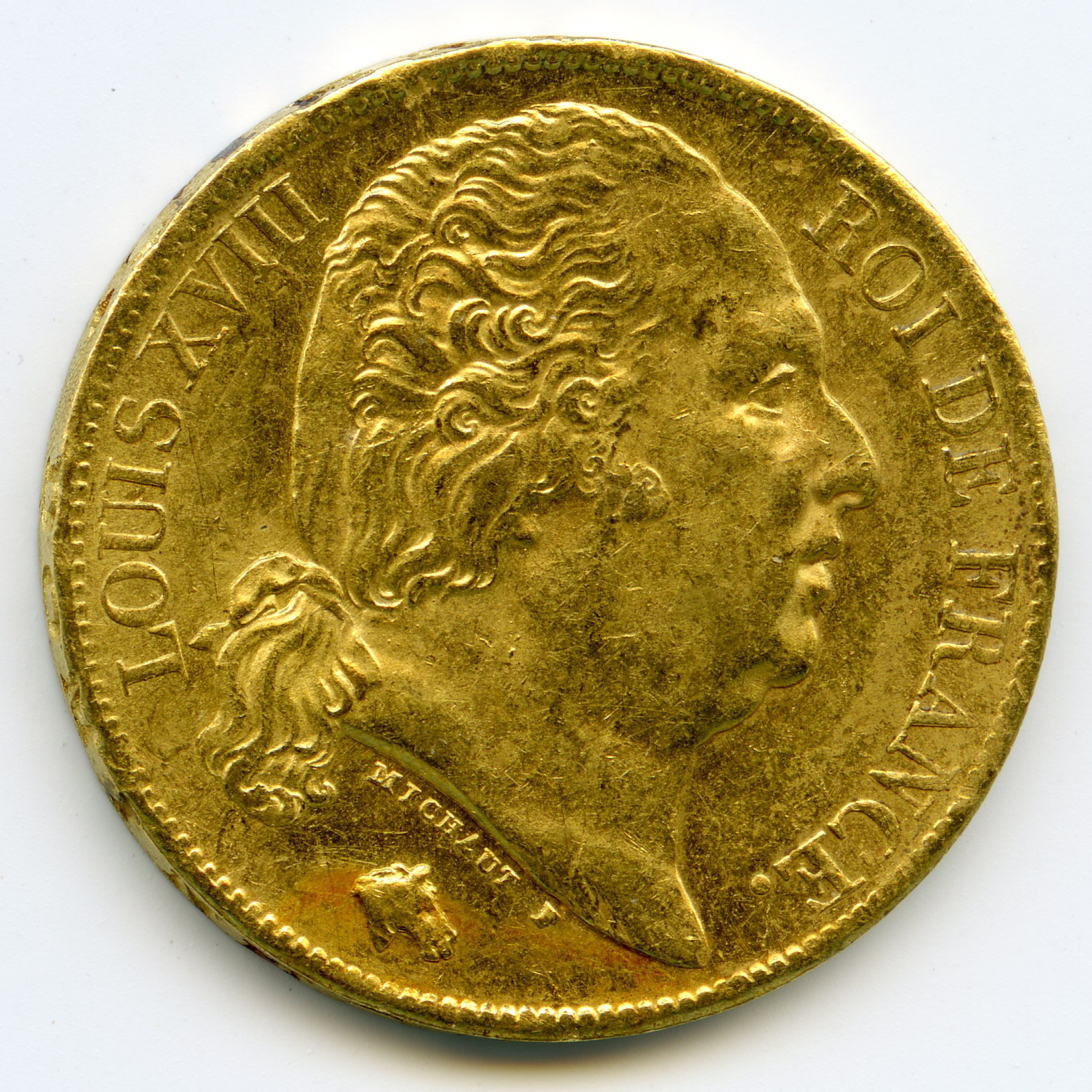 Louis XVIII - 20 Francs - 1820 A avers Louis XVIII - 20 Francs - 1820 A avers