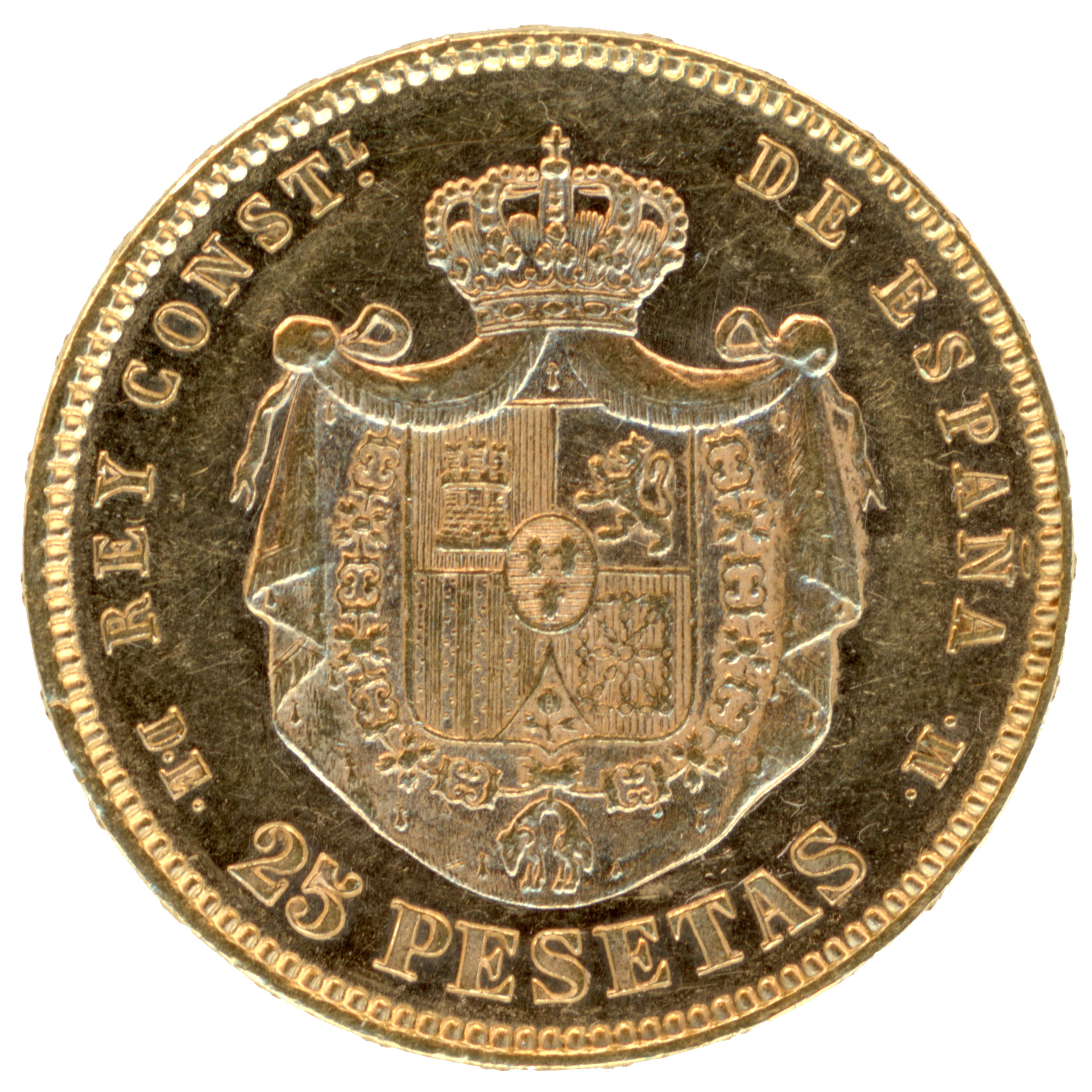 Espagne - 25 Pesetas - 1876 revers