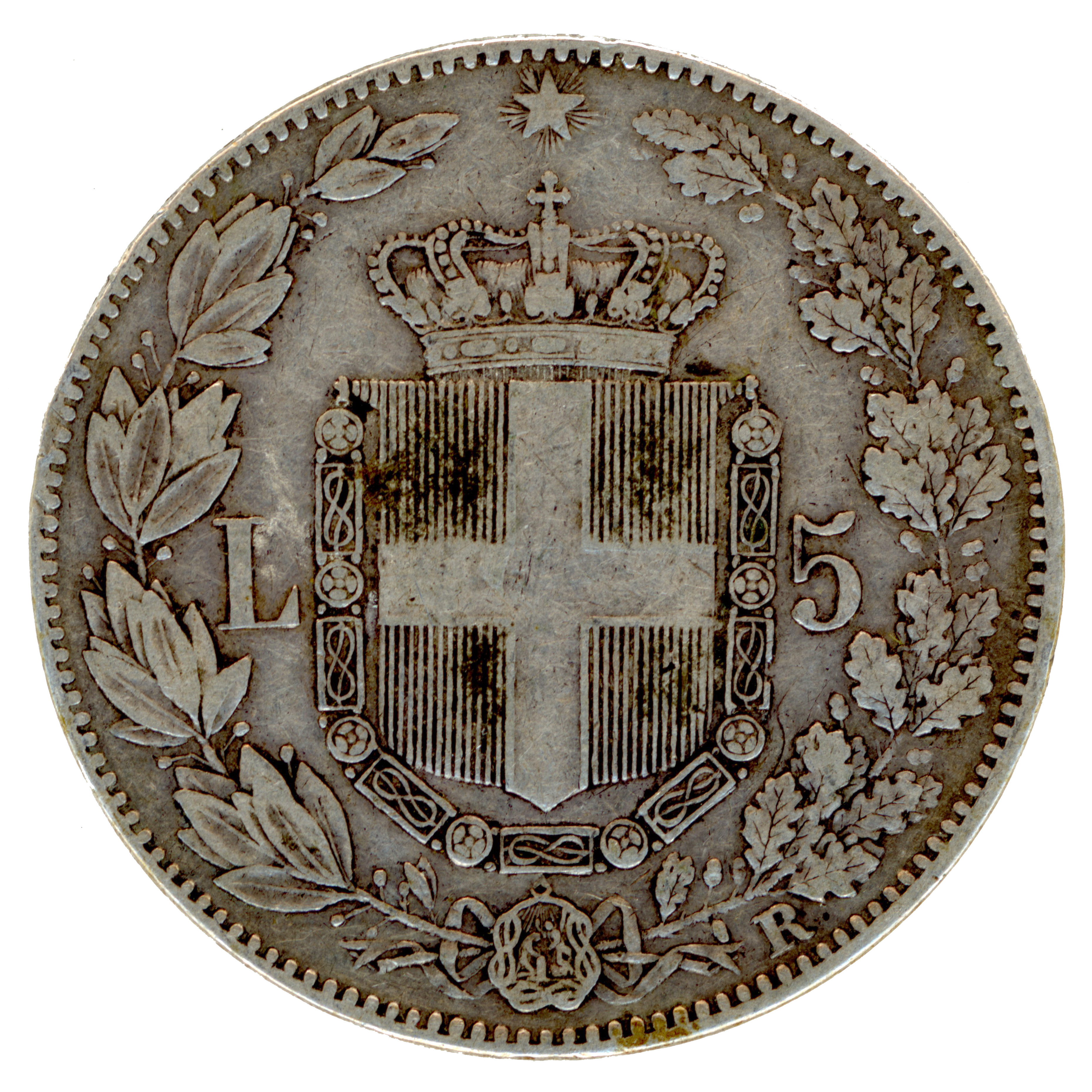 Italie - 5 Lires - 1879 - Rome revers