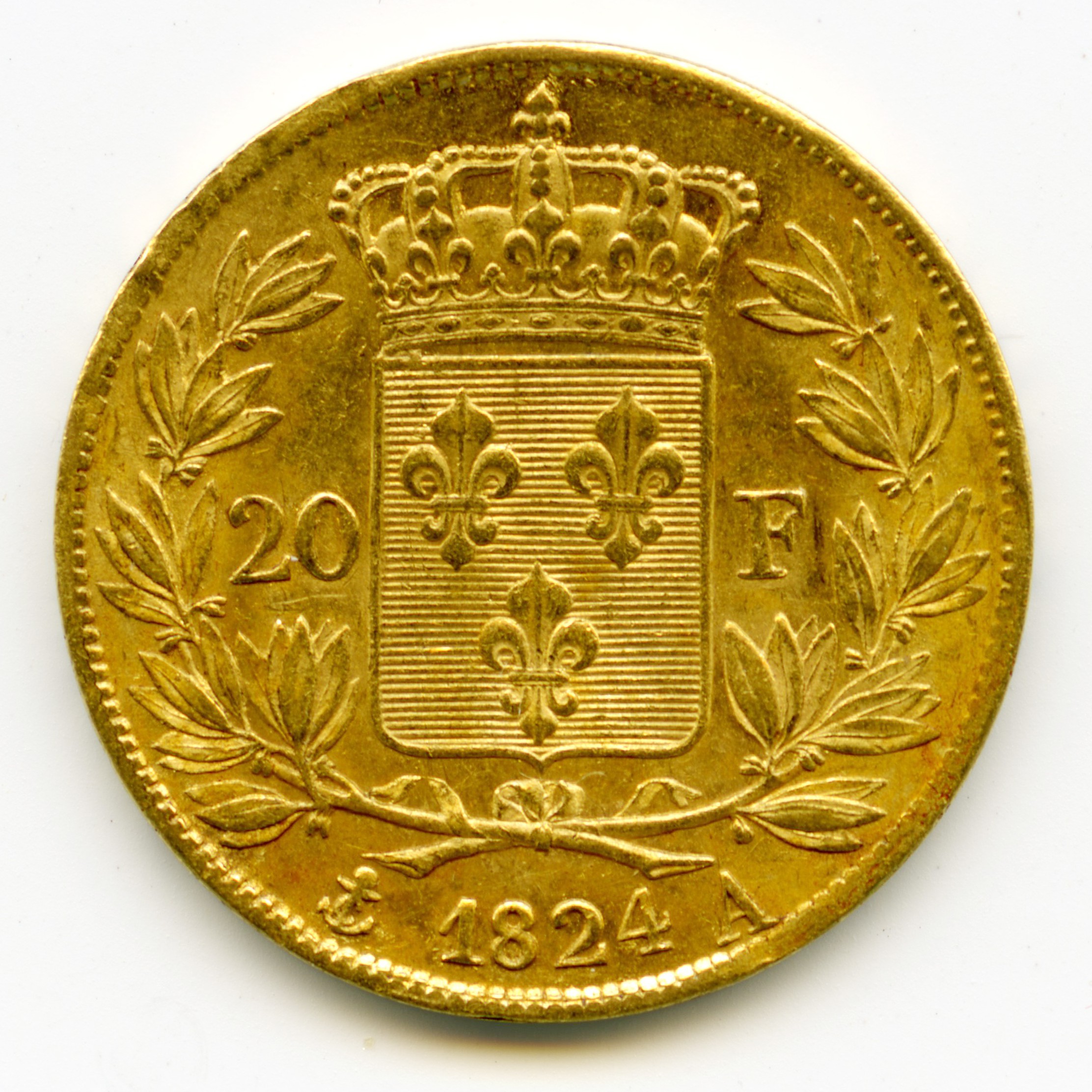 Louis XVIII - 20 Francs - 1824 A revers Louis XVIII - 20 Francs - 1824 A revers