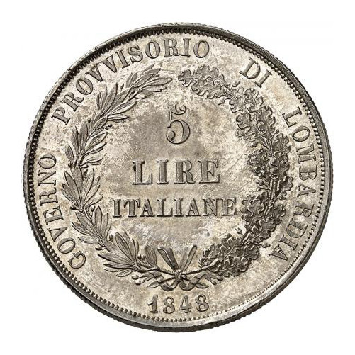 Italie - 5 Lire - 1848 M revers