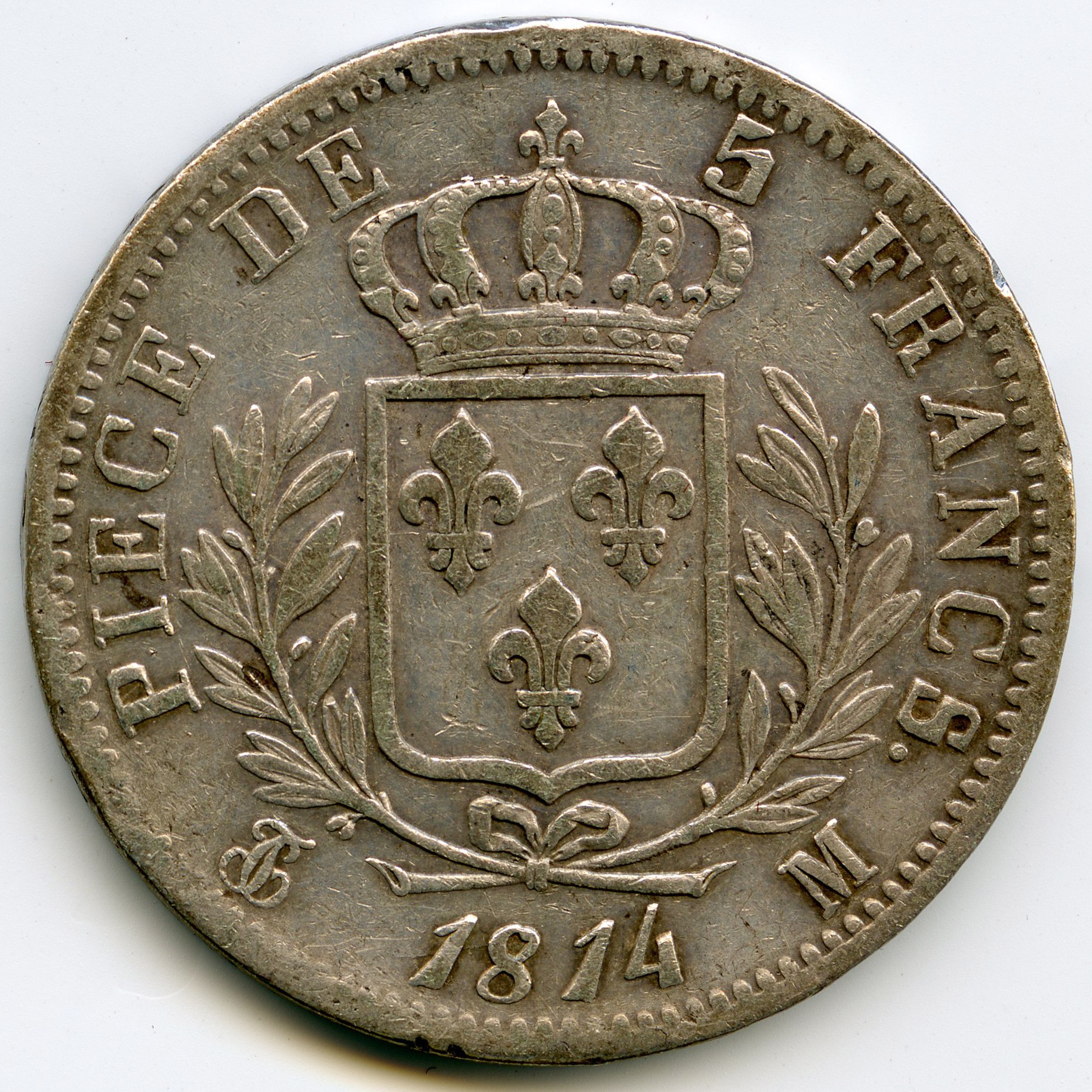 Louis XVIII - 5 Francs - 1814 M revers