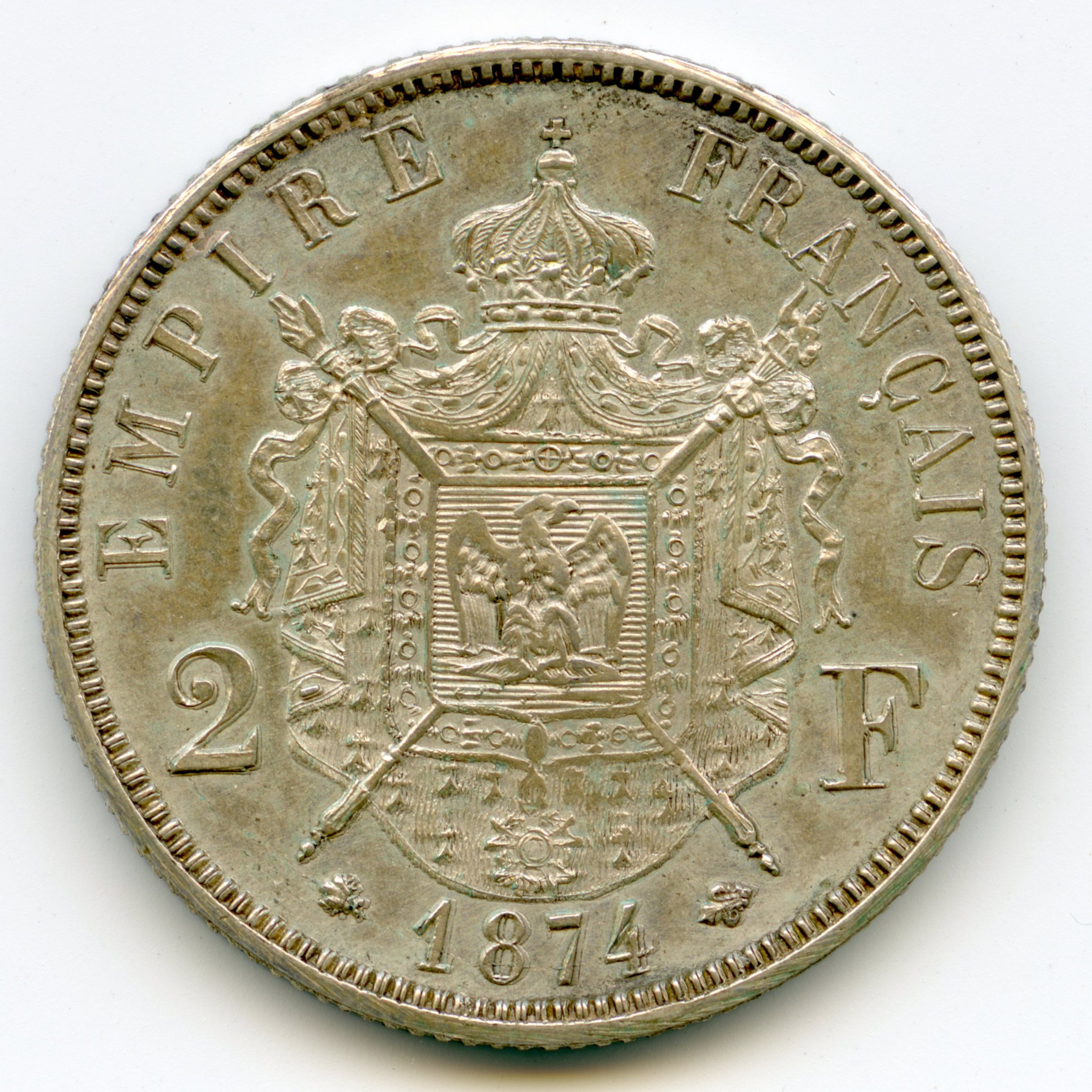 Napoléon IV - Essai de 2 Francs - 1874 revers Napoléon IV - Essai de 2 Francs - 1874 revers