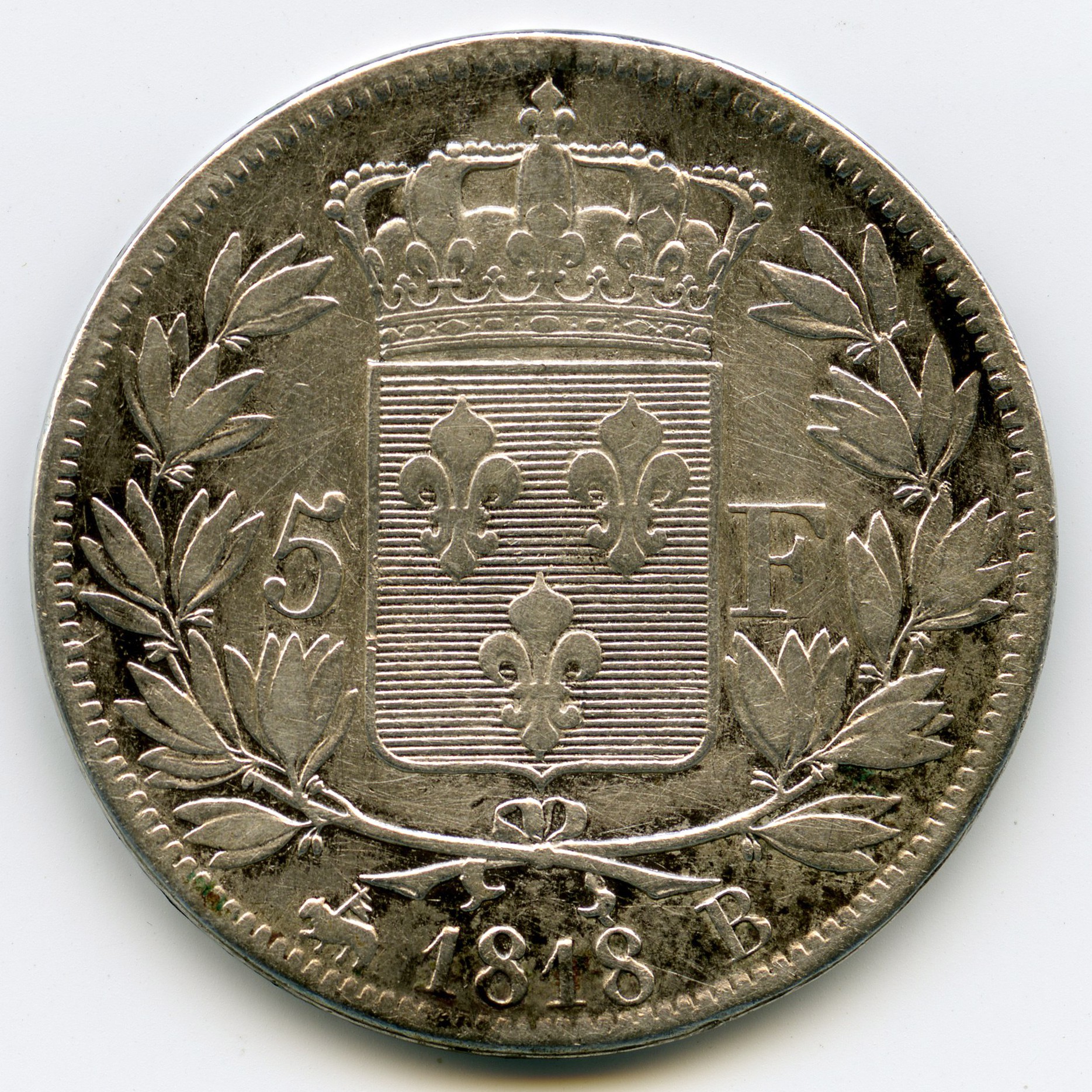 Louis XVIII - 5 Francs - 1818 B revers