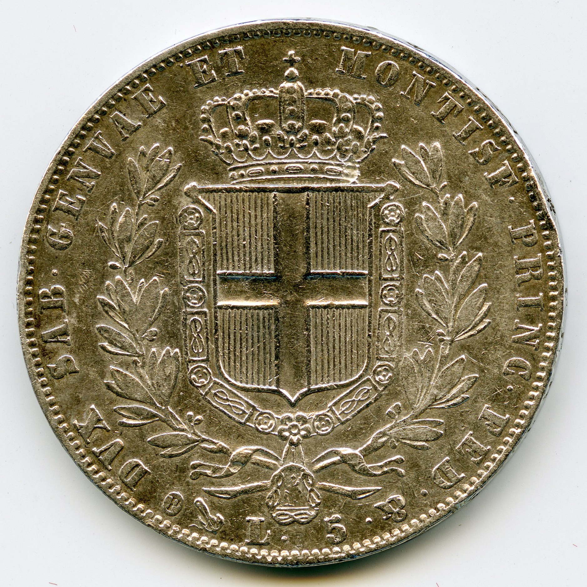 Italie - 5 Lire - 1847 Gênes revers