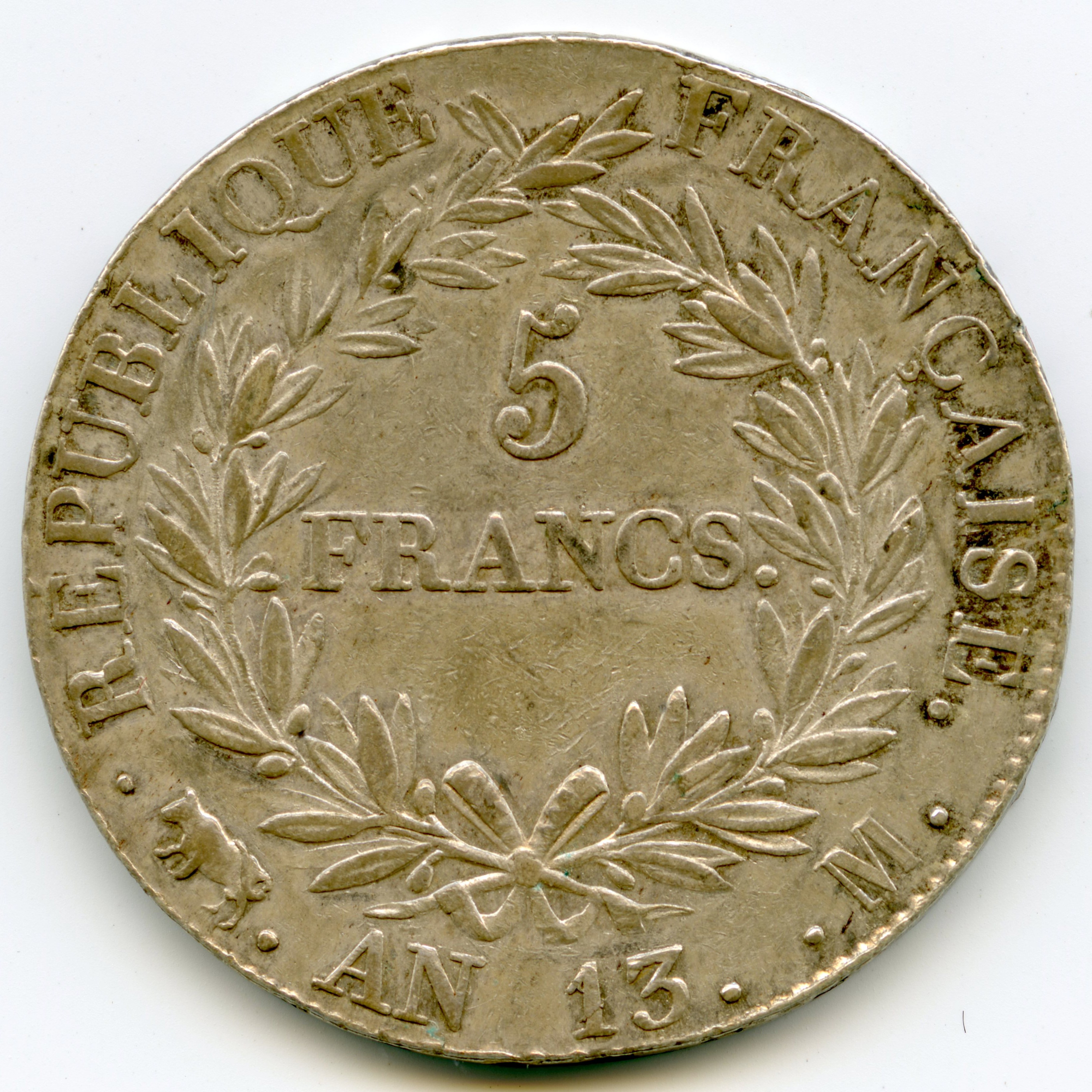Napoléon Ier - 5 Francs - An 13 - M revers Napoléon Ier - 5 Francs - An 13 - M revers
