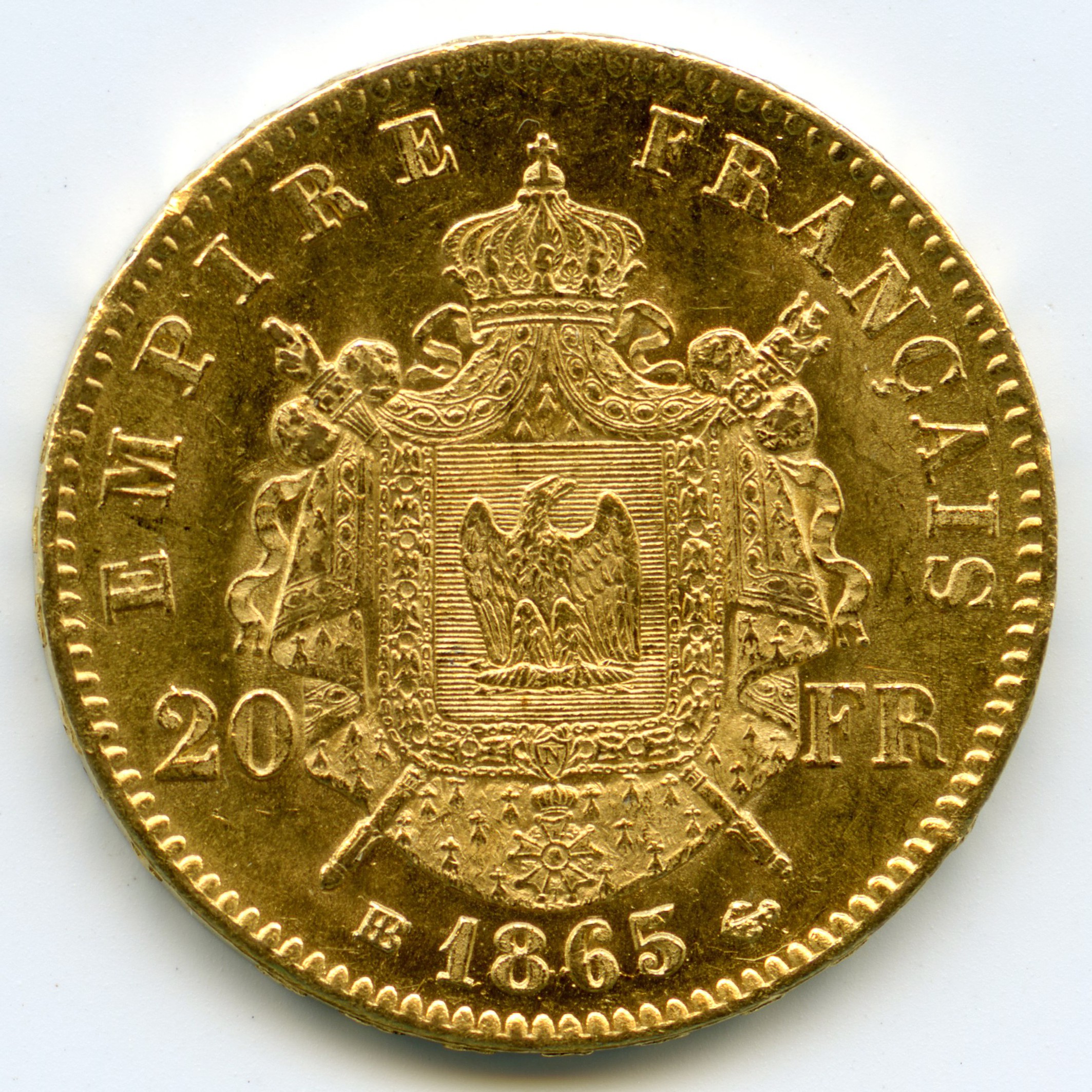 Napoléon III - 20 Francs - 1865 BB revers