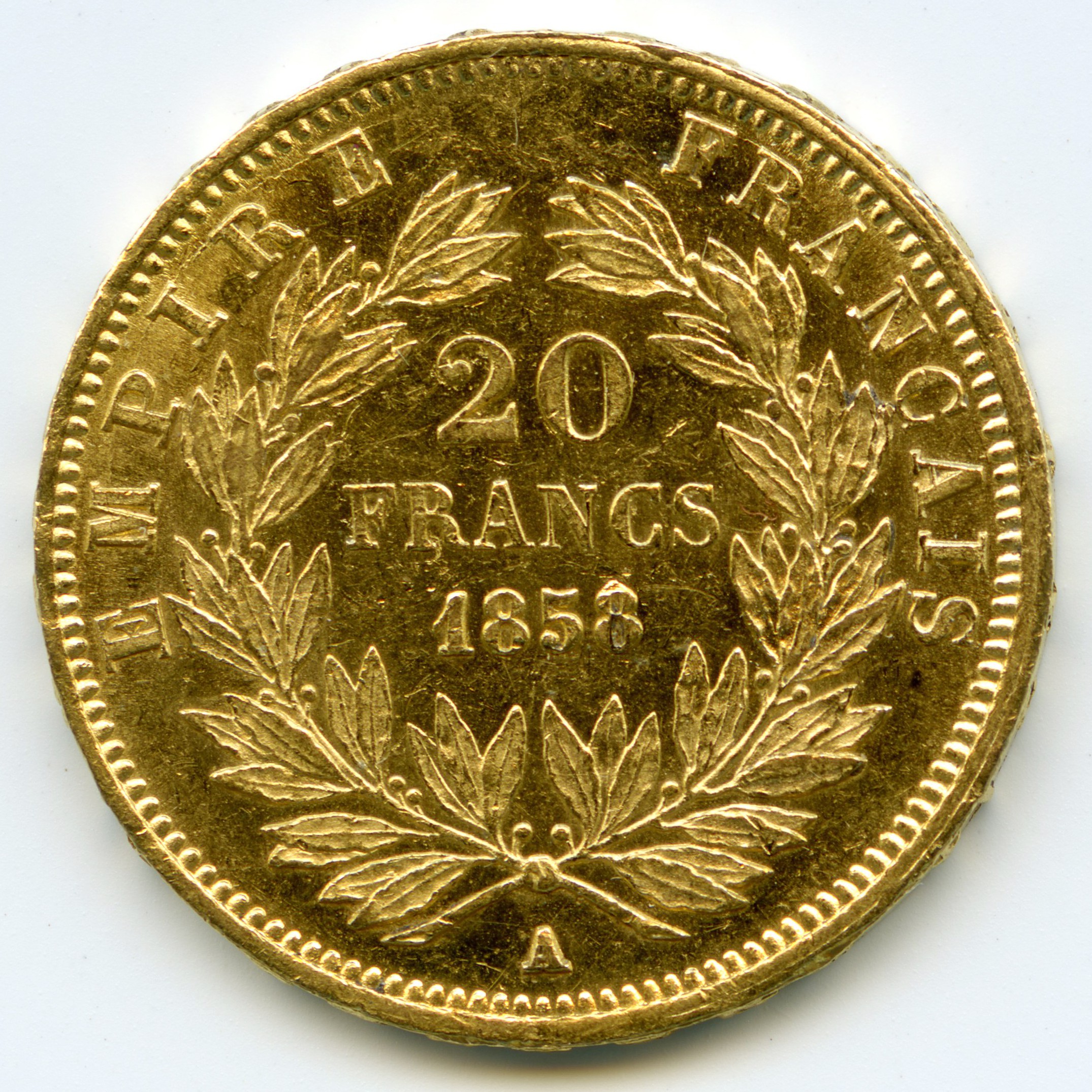 Napoléon III - 20 Francs - 1858 A revers Napoléon III - 20 Francs - 1858 A revers