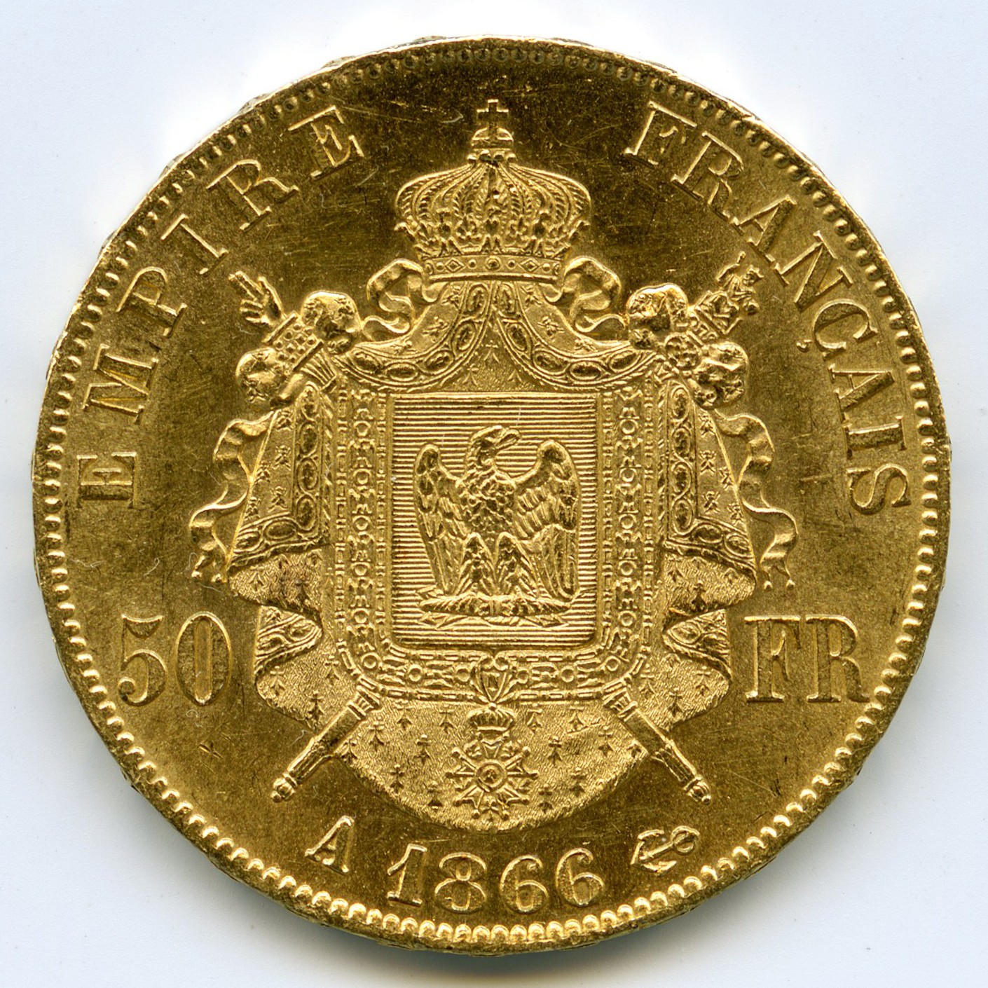 Napoléon III - 50 Francs - 1866 A revers