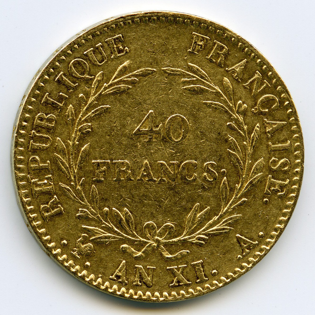 Bonaparte - 40 Francs - L'An XI A revers