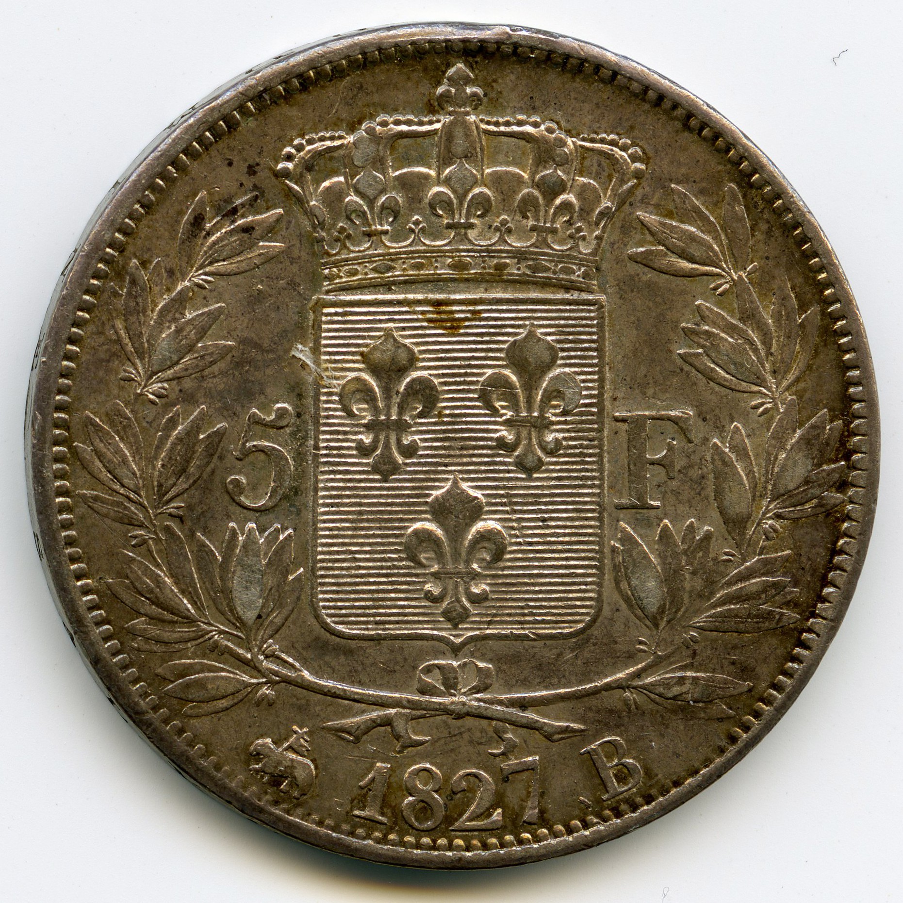 Charles X - 5 Francs - 1827 B revers