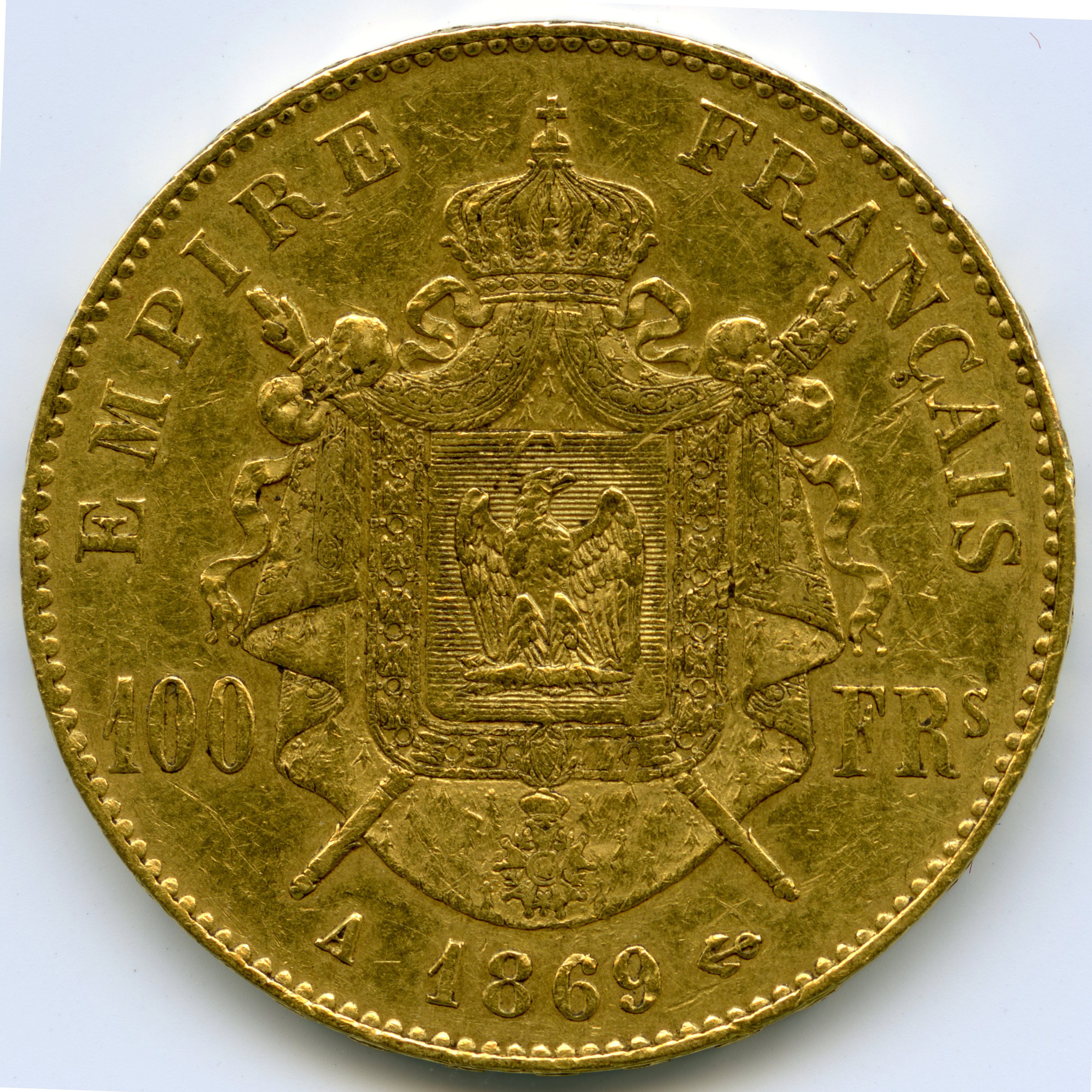 100 Francs - Napoléon III - 1869 - Paris revers
