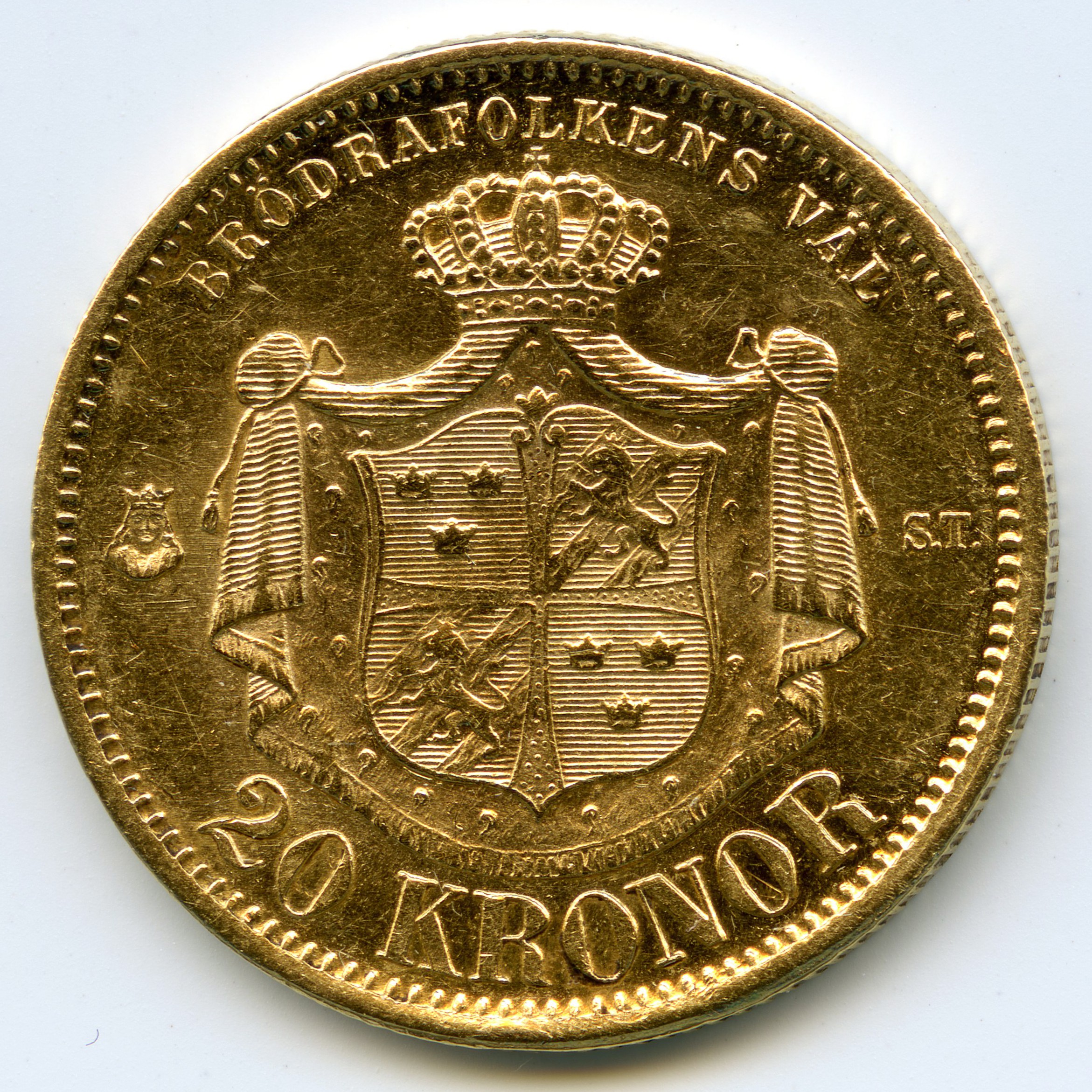 Suède - 20 Kronor - 1875 revers Suède - 20 Kronor - 1875 revers