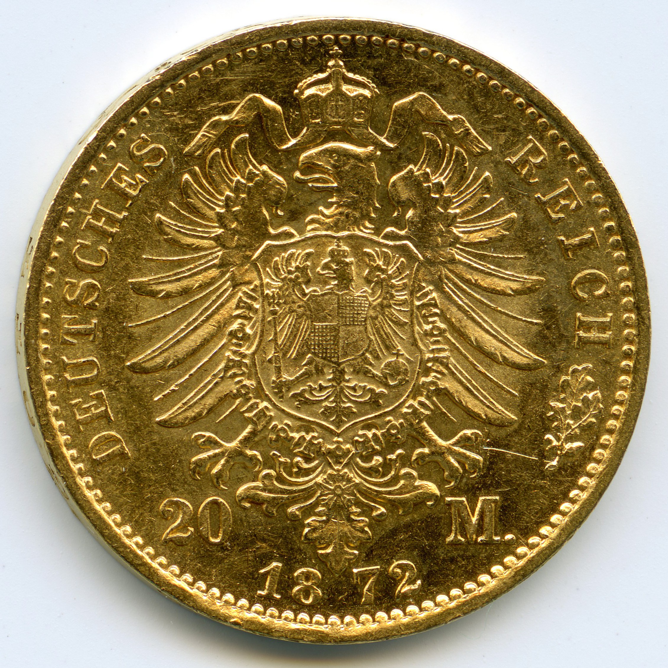 Allemagne - 20 Mark - 1872 A revers